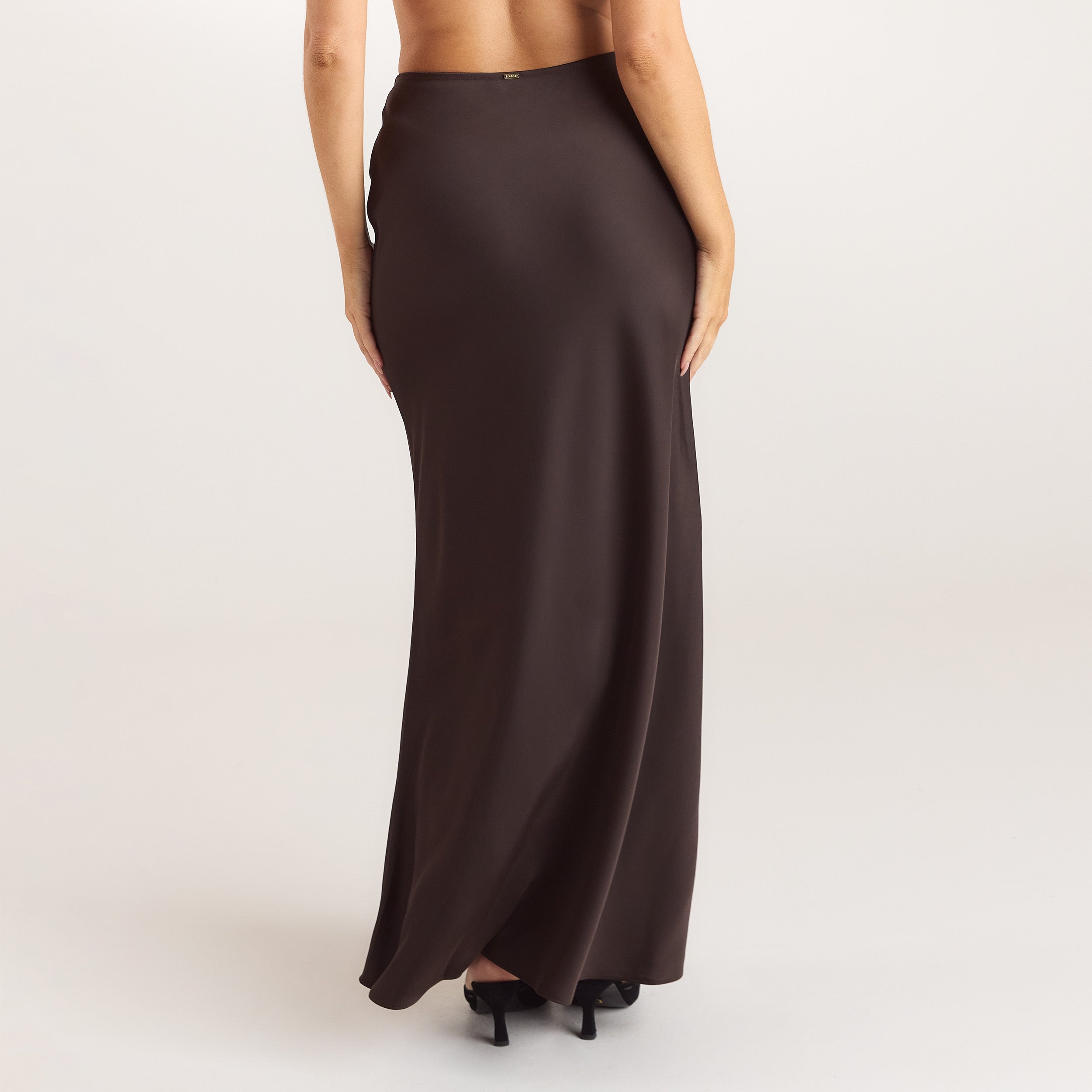 Satin Fitted Maxi-rok | Satin Fitted Maxi-rok - Chocolade