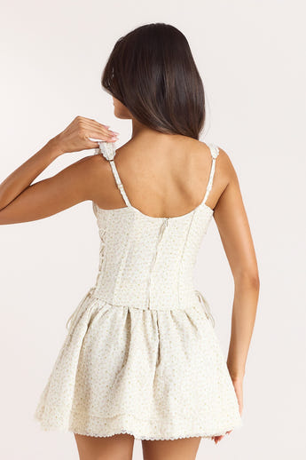 Ruched Corset Top - Crème Bloemenprint alternate