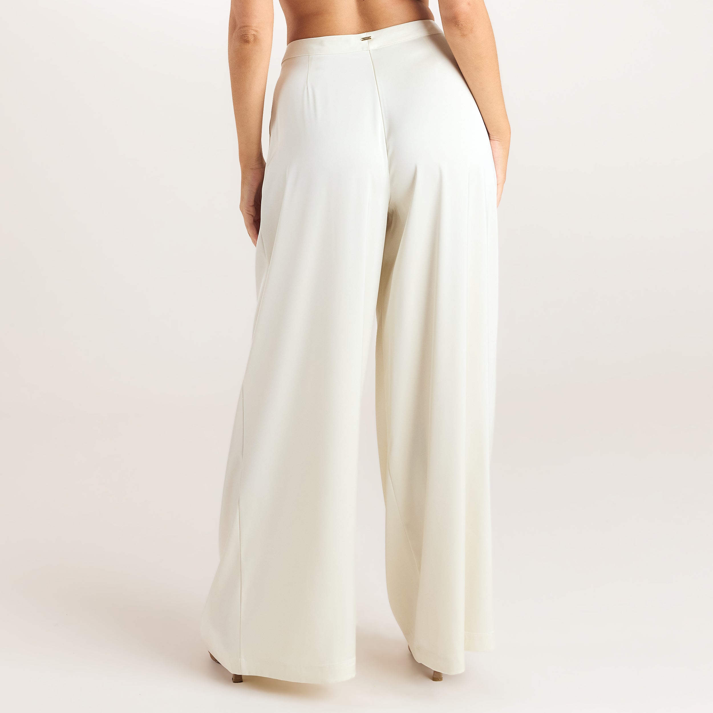 Satin Pleated Broek | Satin Pleated Broek - Crème