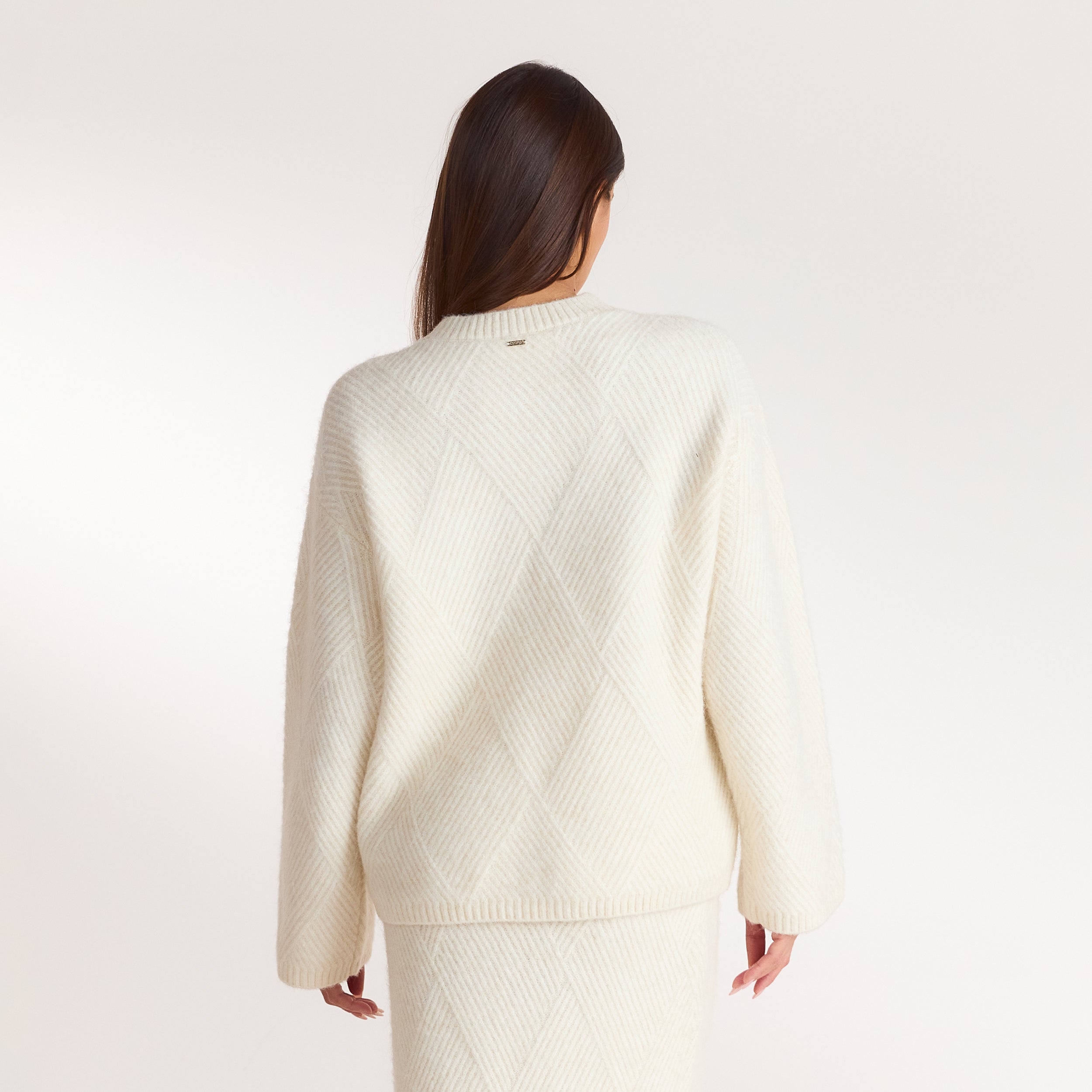 Jumper met diamantpatroon | Jumper met diamantpatroon - Crème
