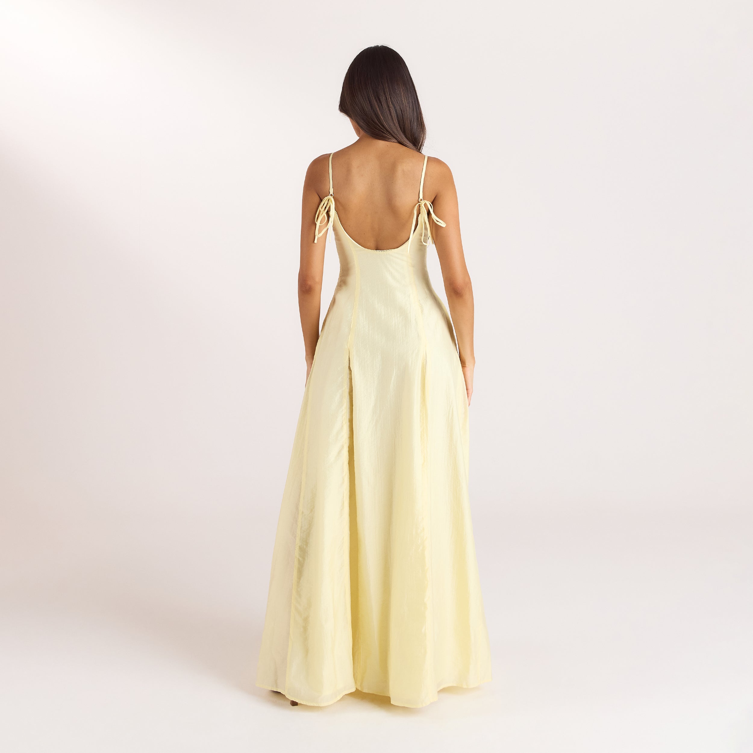 Embroidered Lace-Up Maxijurk | Embroidered Lace-Up Maxijurk - Citroen
