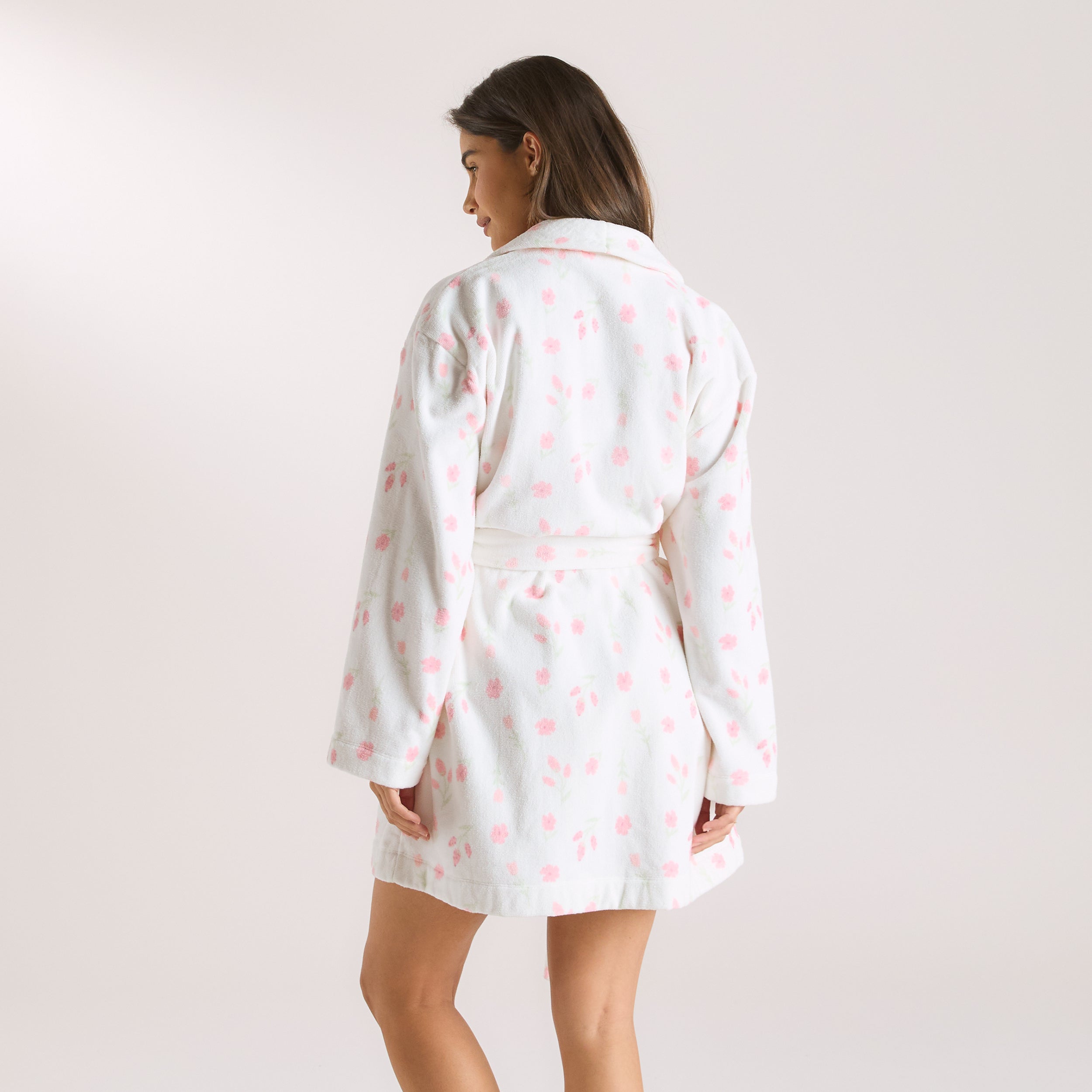 Korte Towelling Kamerjas | Korte Towelling Kamerjas - Bloemenprint