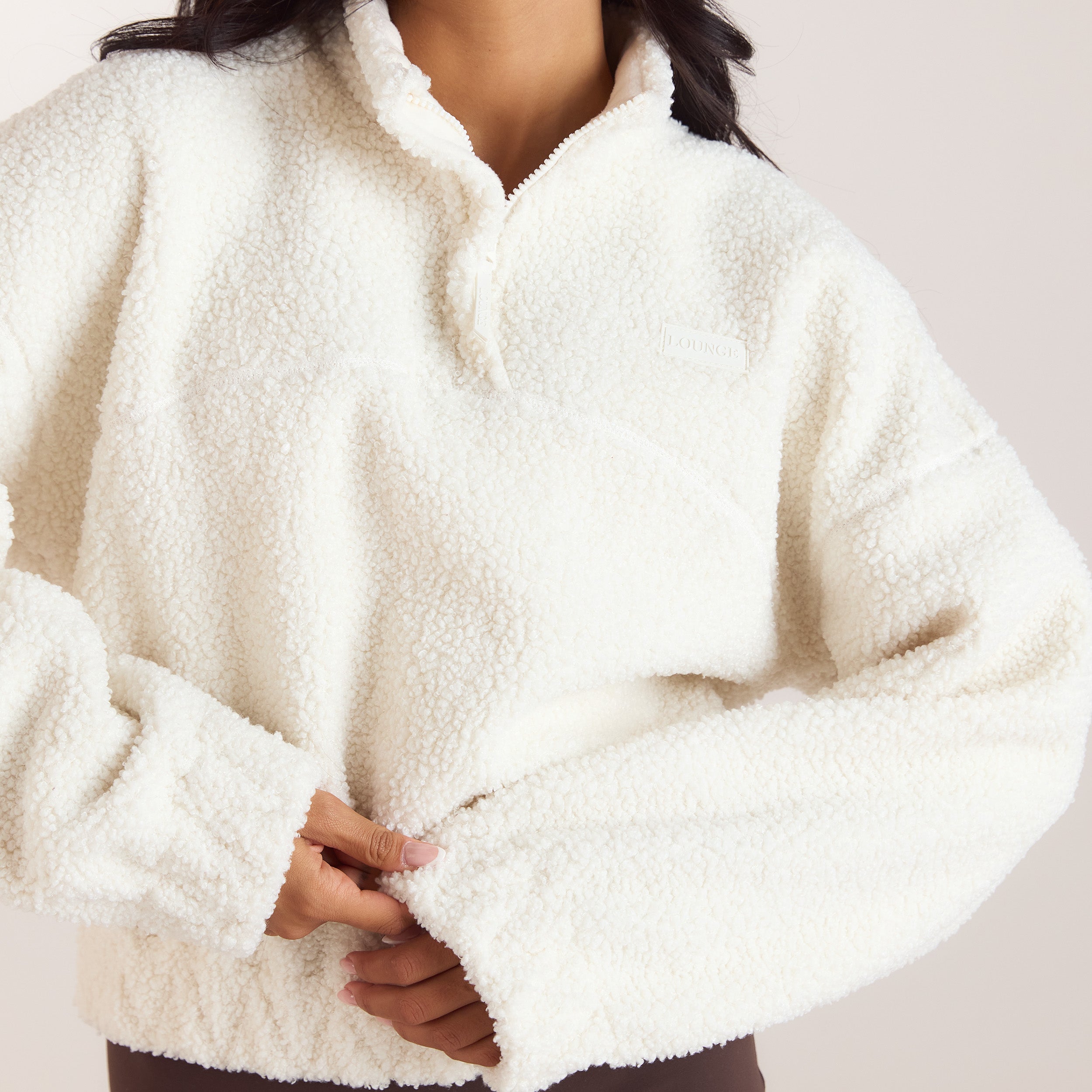 Borg-trui van fleece met trechterhals | Borg-trui van fleece met trechterhals - Crème