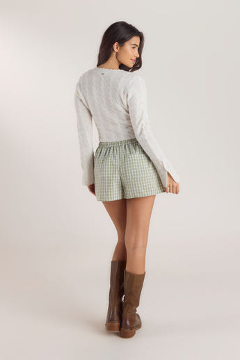 Check Katoenen Shorts - Groen alternate