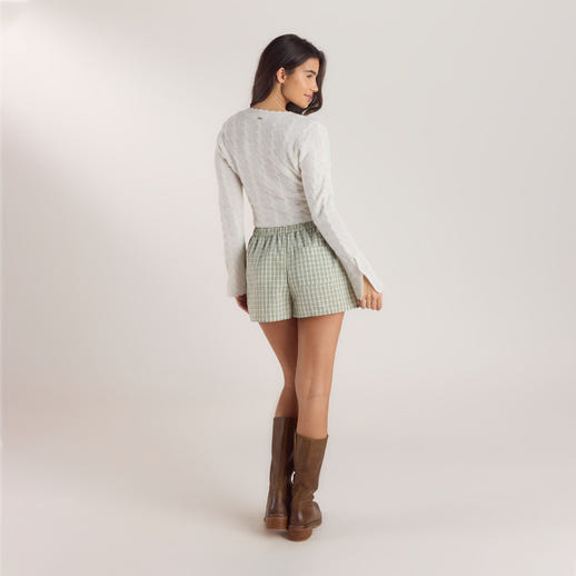 Check Katoenen Shorts - Groen alternate