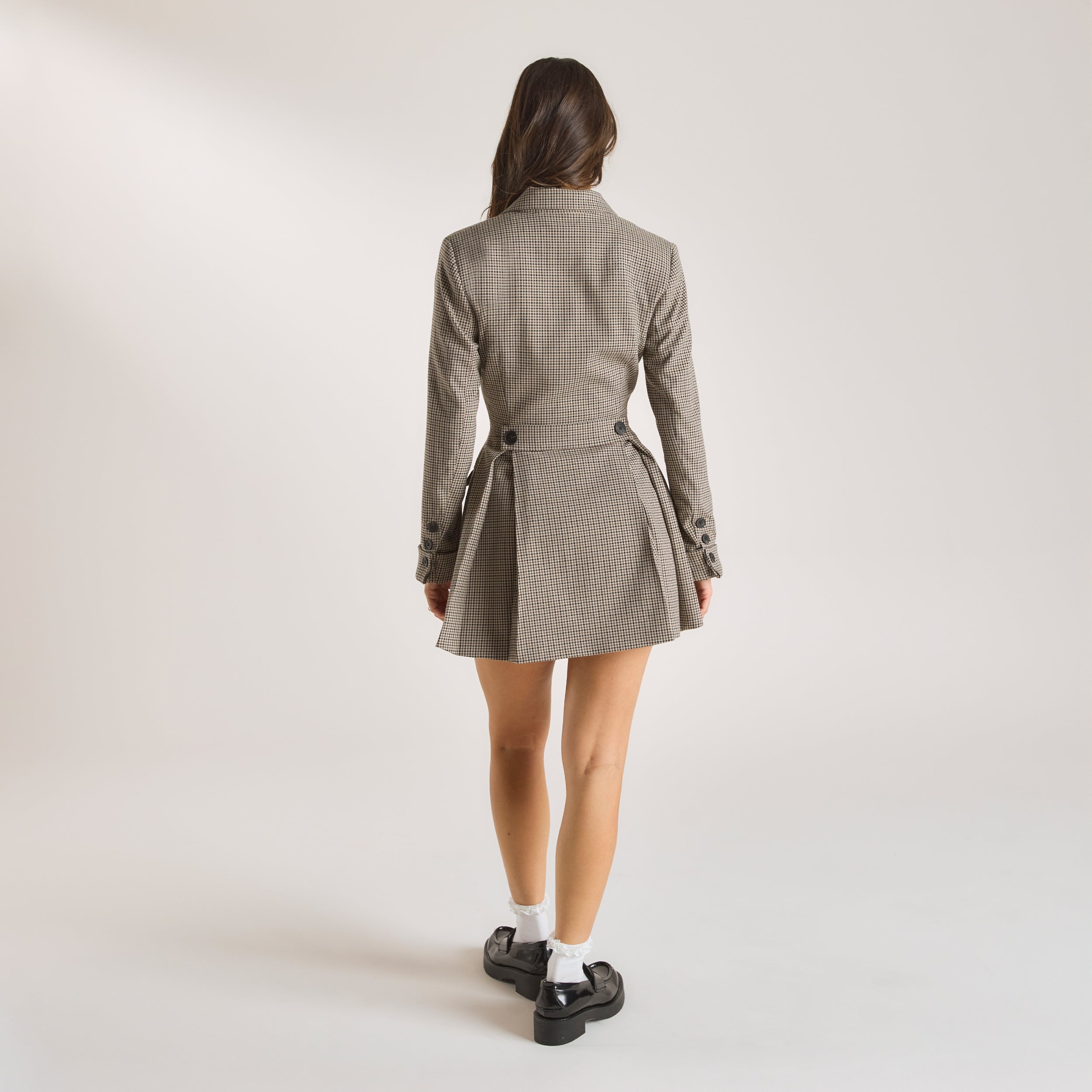Houndstooth Blazerjurk | Houndstooth Blazerjurk - Bruin