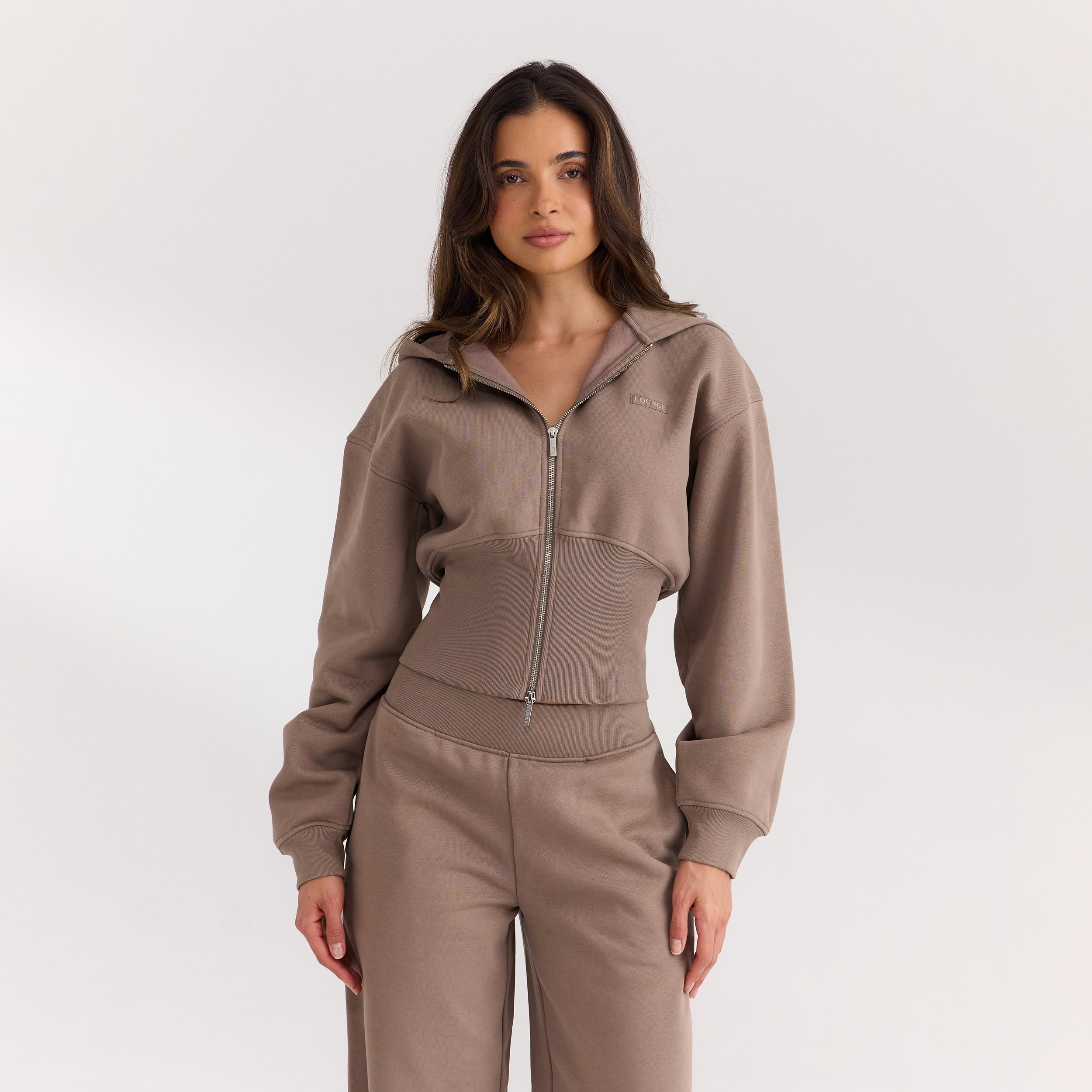 Getailleerde hoodie met ritssluiting | Getailleerde hoodie met ritssluiting - Mushroom