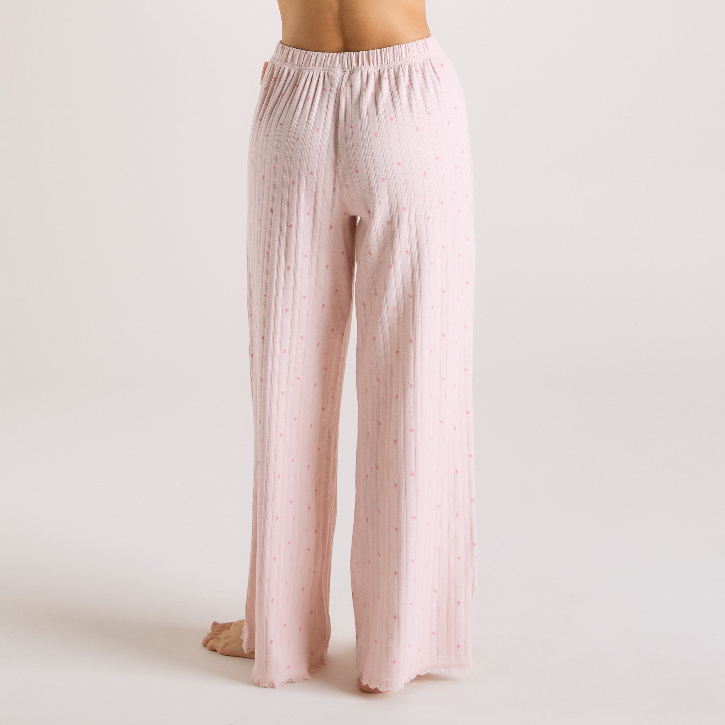 Pointelle Pyjama Broek | Pointelle Pyjama Broek - Roze Bloemenprint