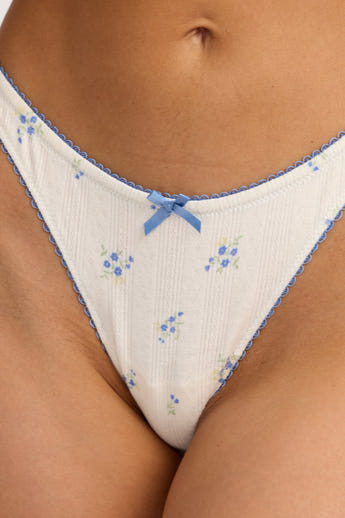 Pointelle String - Ditsy Bloemenprint alternate