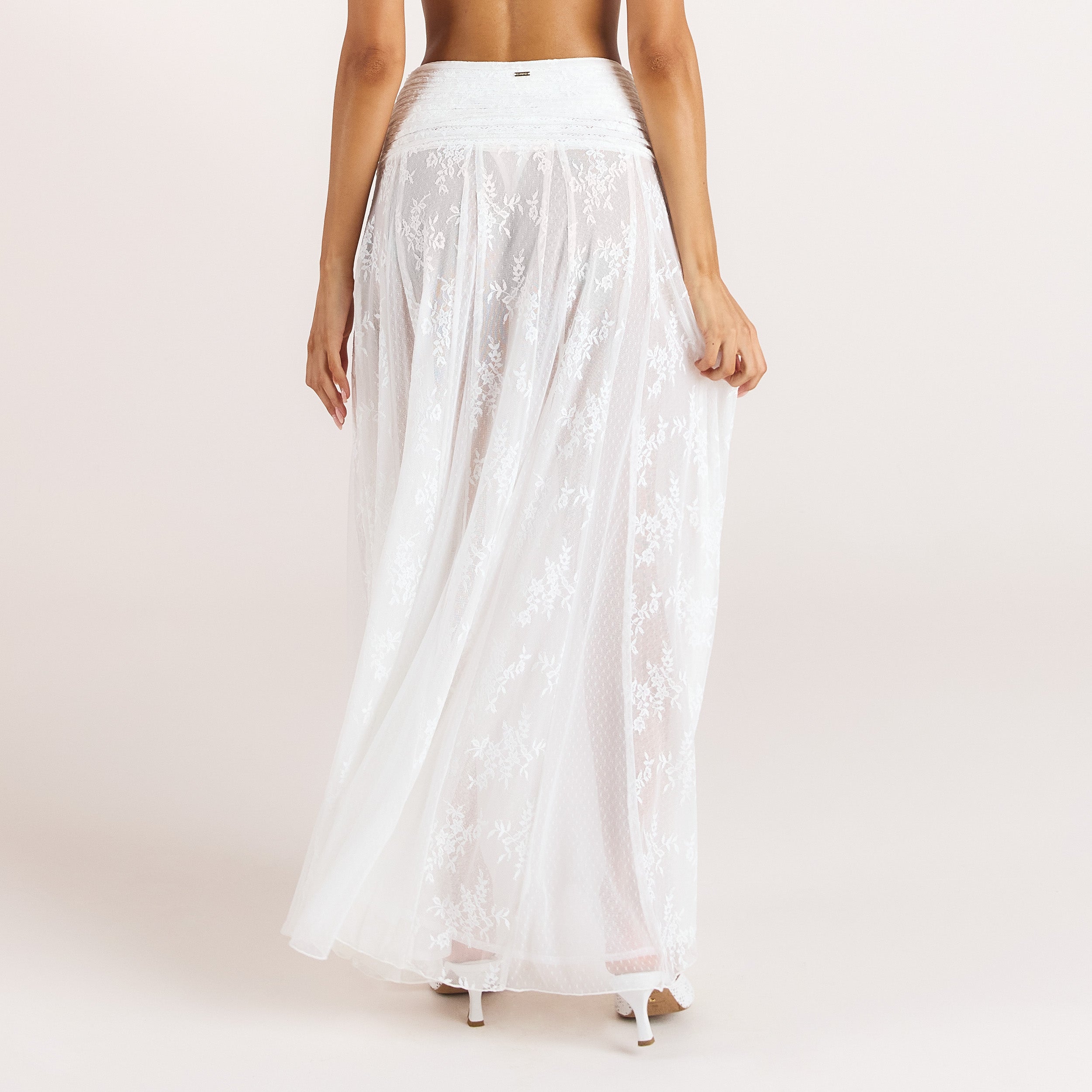Sheer Kanten Maxirok | Sheer Kanten Maxirok - Wit