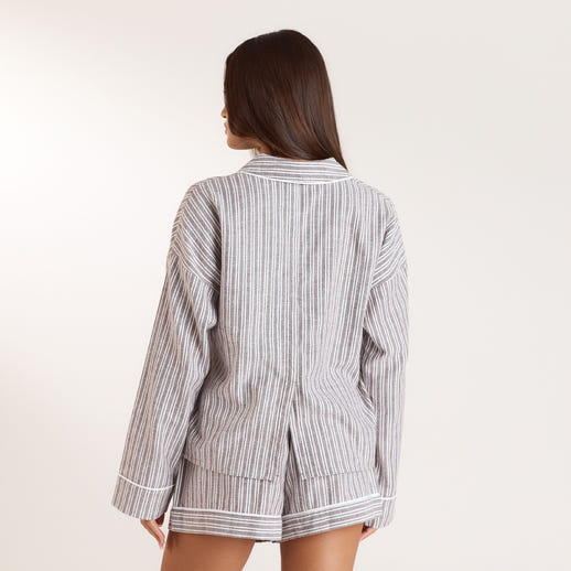 Stripe Pyjama Shirt - Chocolade alternate
