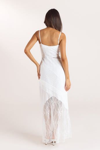 Maxijurk met Broderie en Kant - Wit alternate