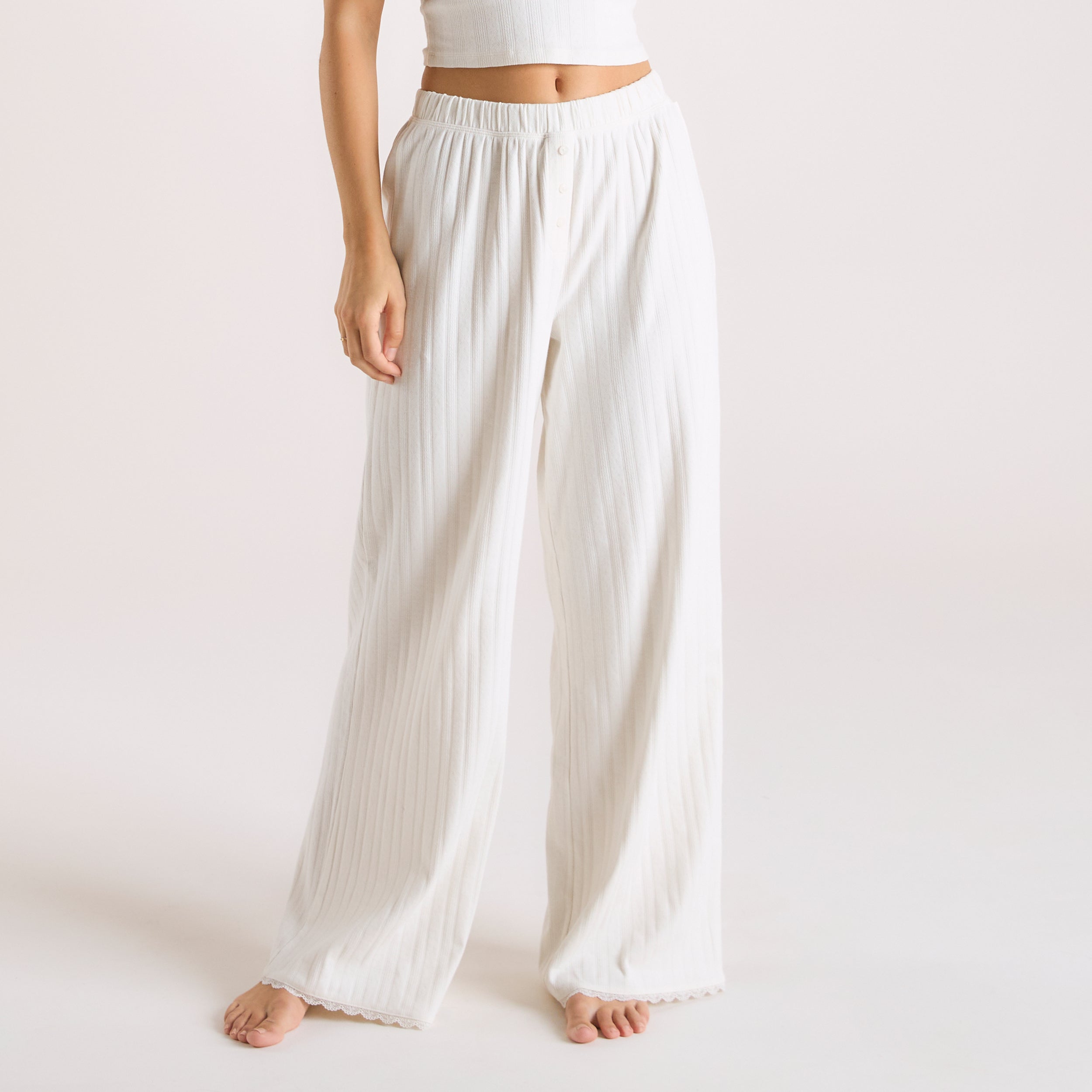 Pointelle Pyjama Broek | Pointelle Pyjama Broek - Crème