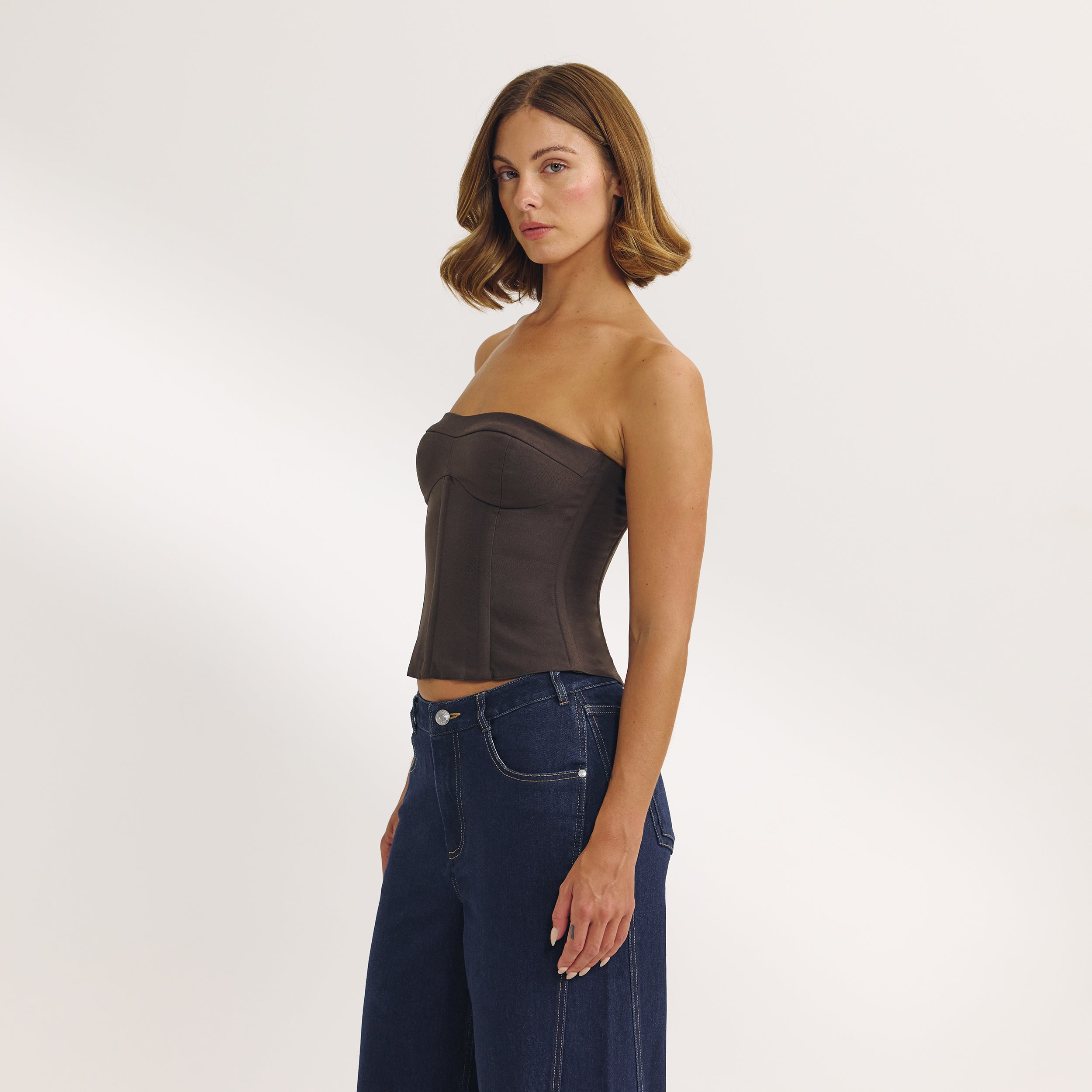 Bandeau Corset Top | Bandeau Corset Top - Donkerbruin