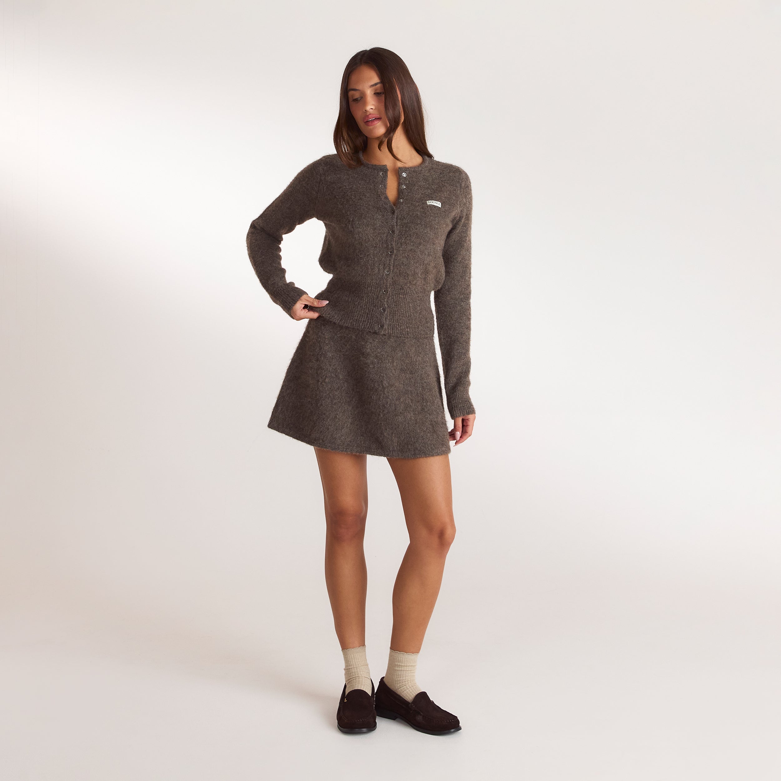 Getailleerd gebreid vest | Getailleerd gebreid vest - Asbruin