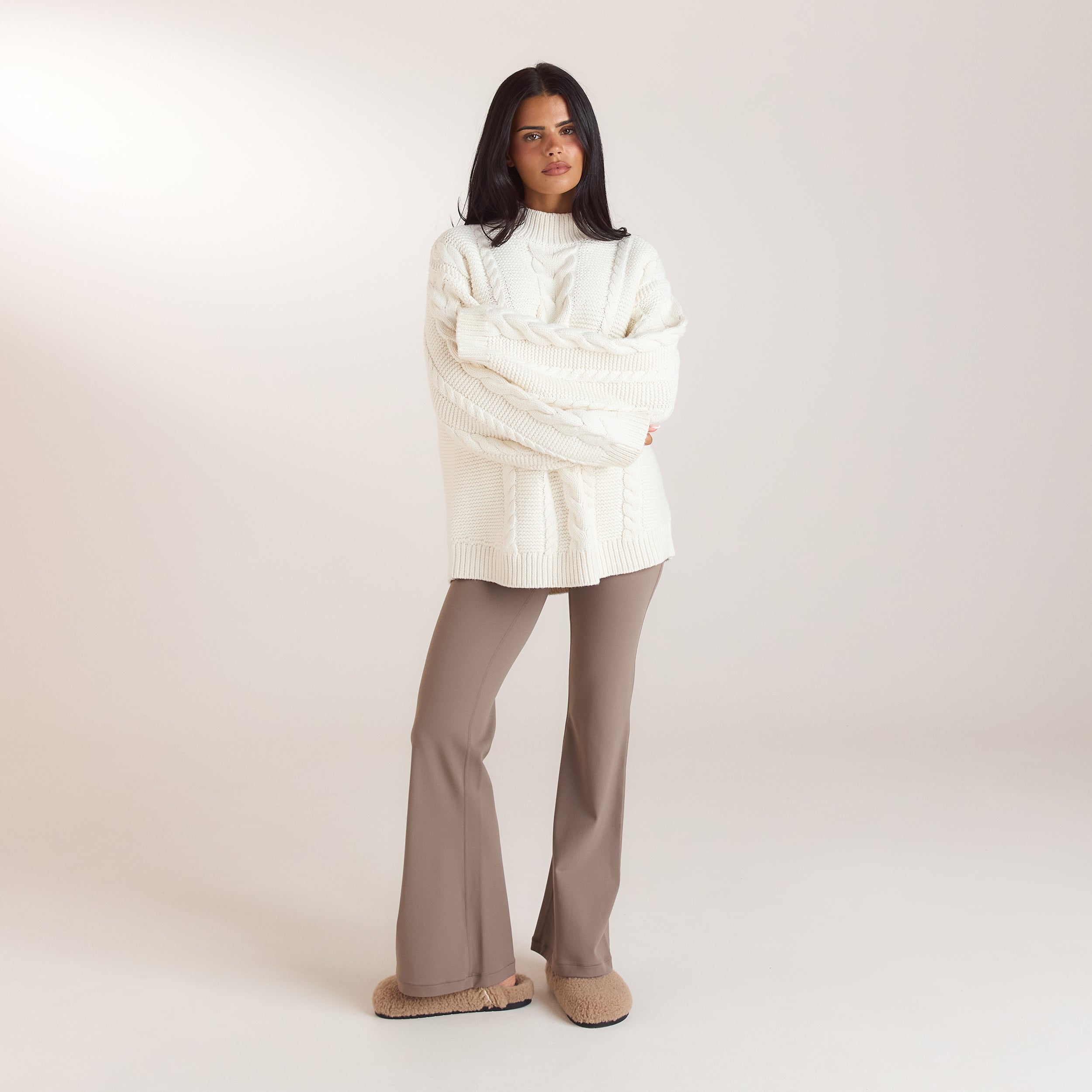 Oversized jumper met kabelsteek | Oversized jumper met kabelsteek - Crème