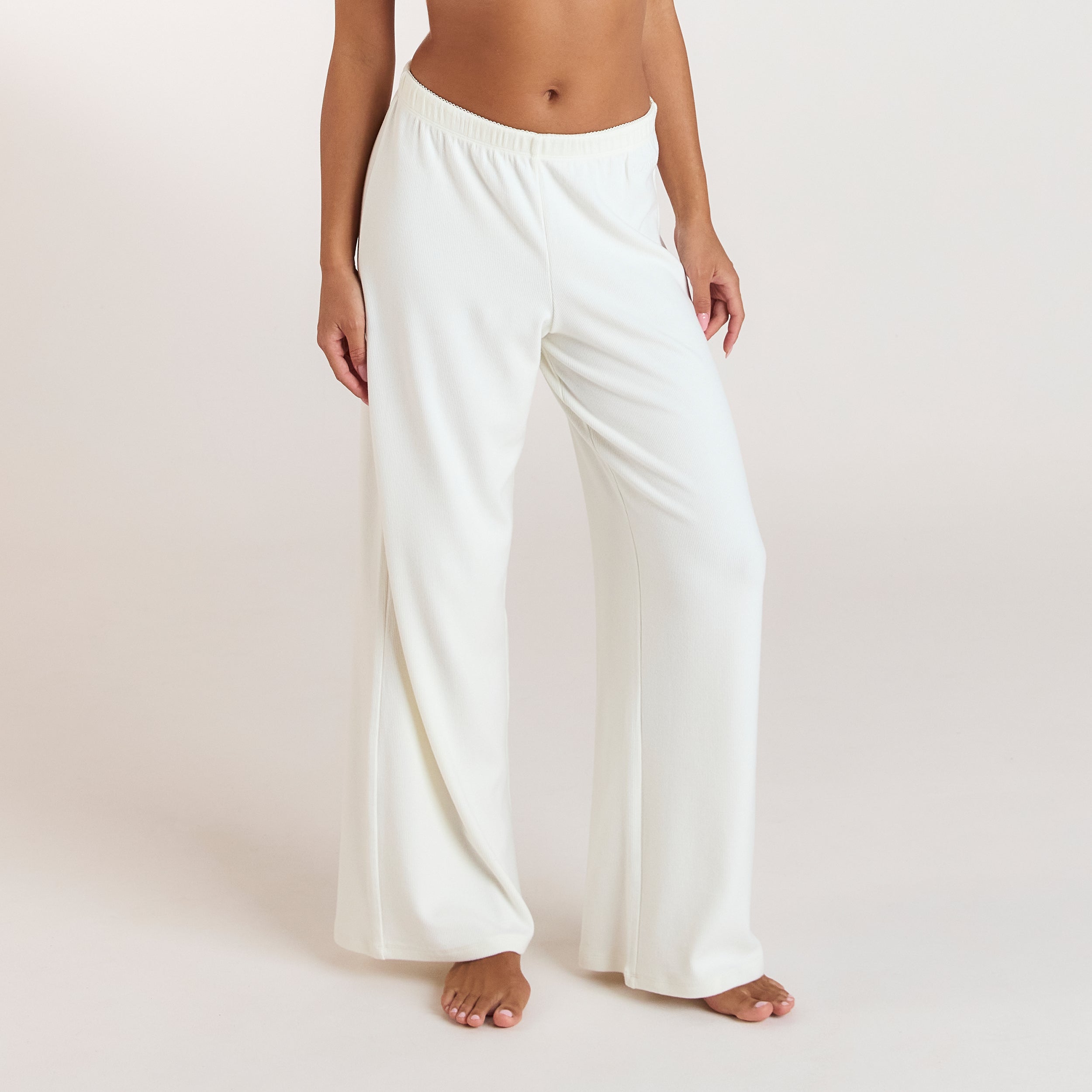 Ribbed Pyjama Broek | Ribbed Pyjama Broek - Crème