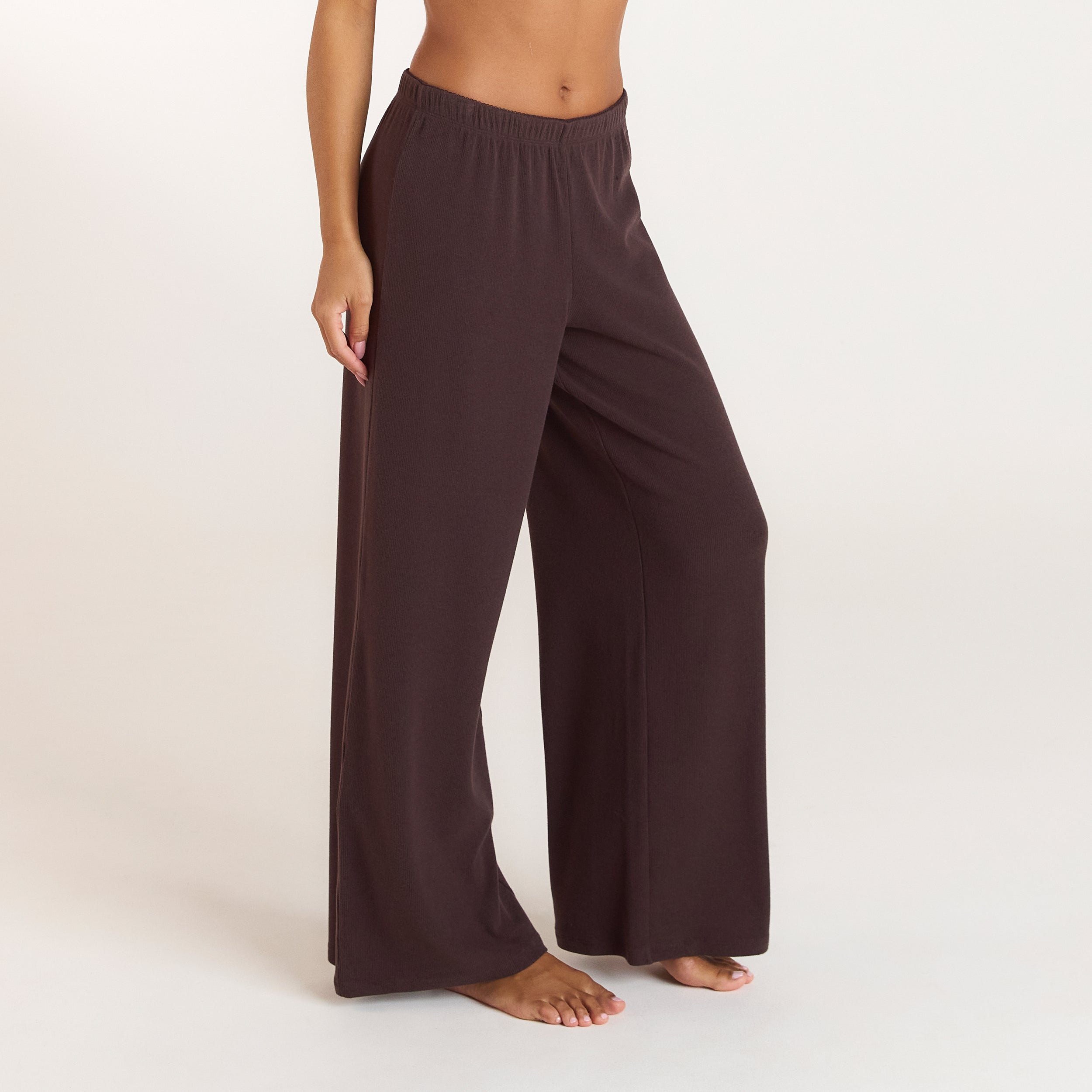 Ribbed Pyjama Broek | Ribbed Pyjama Broek - Donker Chocoladekleurig