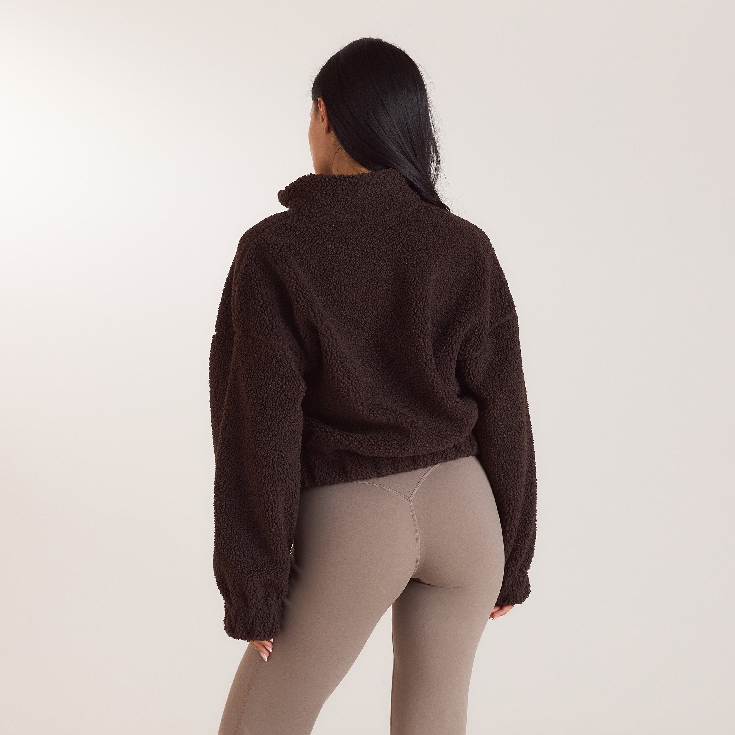 Borg-trui van fleece met trechterhals | Borg-trui van fleece met trechterhals - Donker Chocoladekleurig