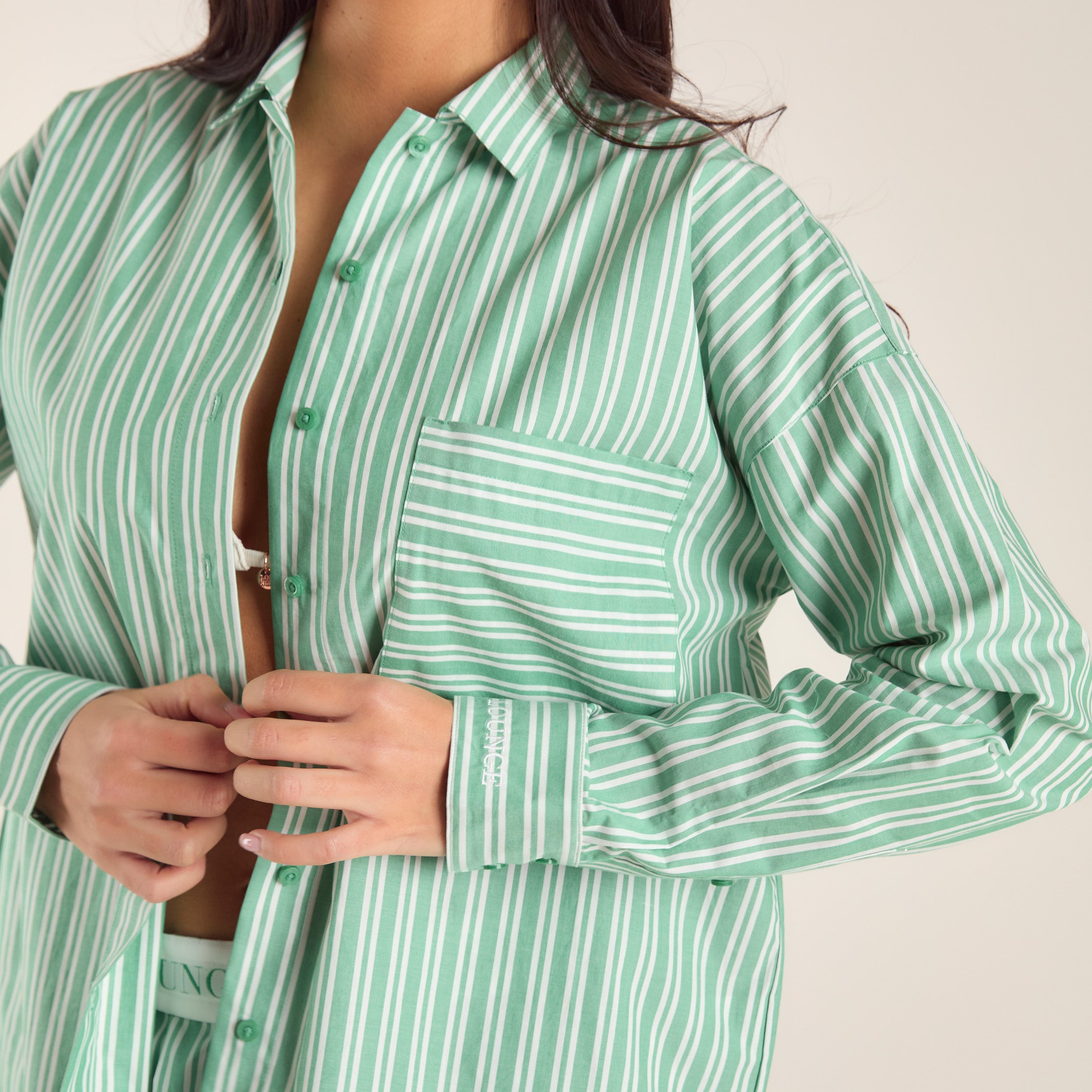 Oversized Pinstripe Shirt | Oversized Pinstripe Shirt - Groen