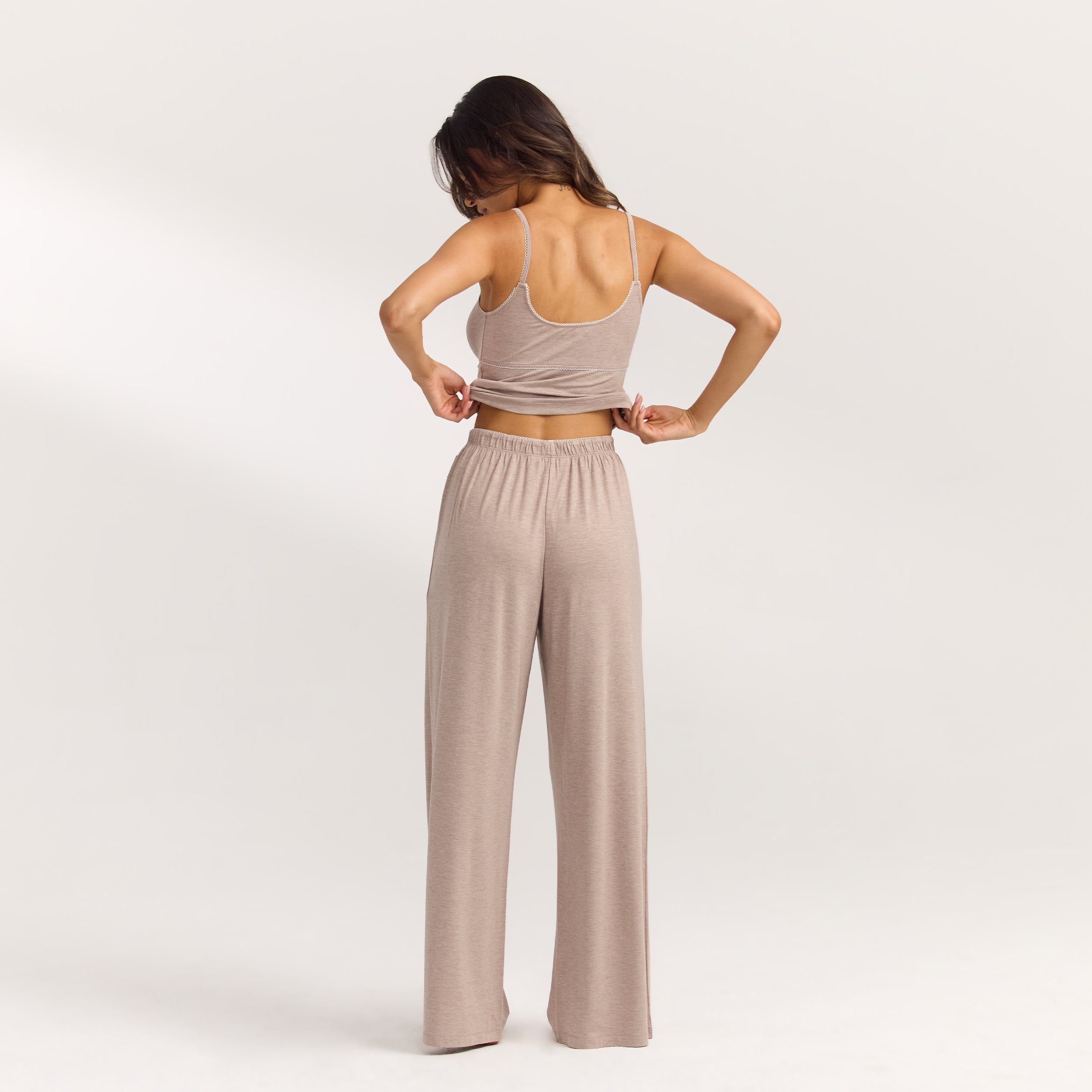 Modal Rechte Pyjama Broek | Modal Rechte Pyjama Broek - Bruin Marl