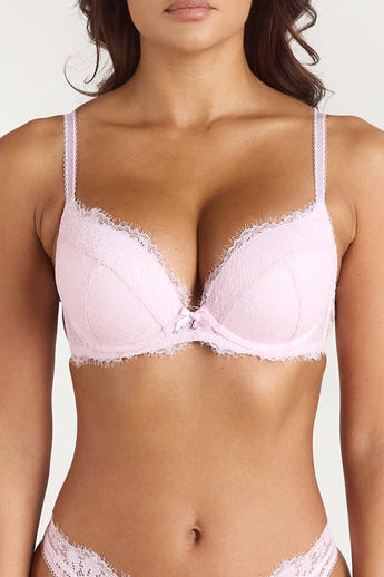 Lace Hoge Push-Up BH - Roze