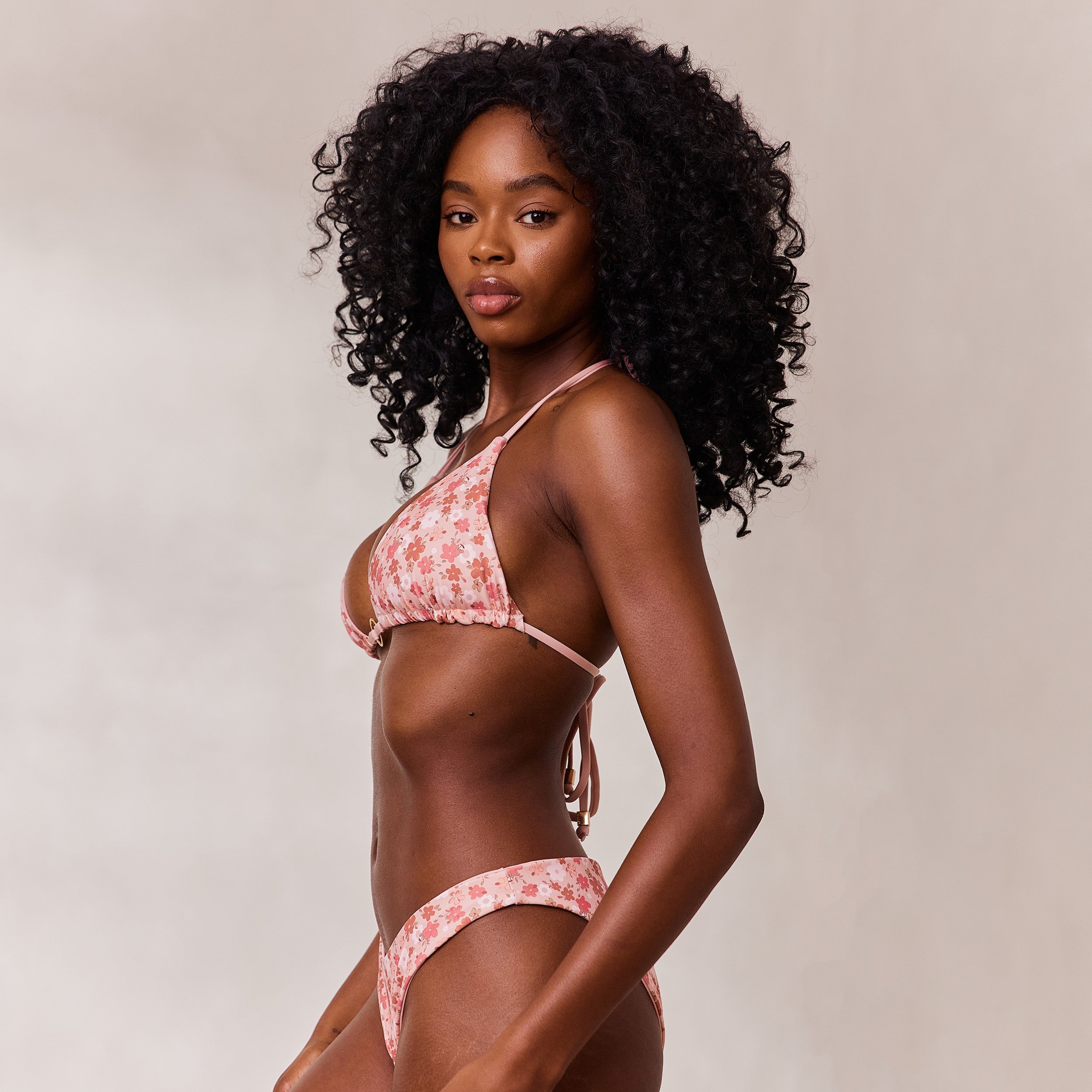 Omkeerbar Triangle Bikinitop  | Omkeerbar Triangle Bikinitop - Roze/Bloemenprint