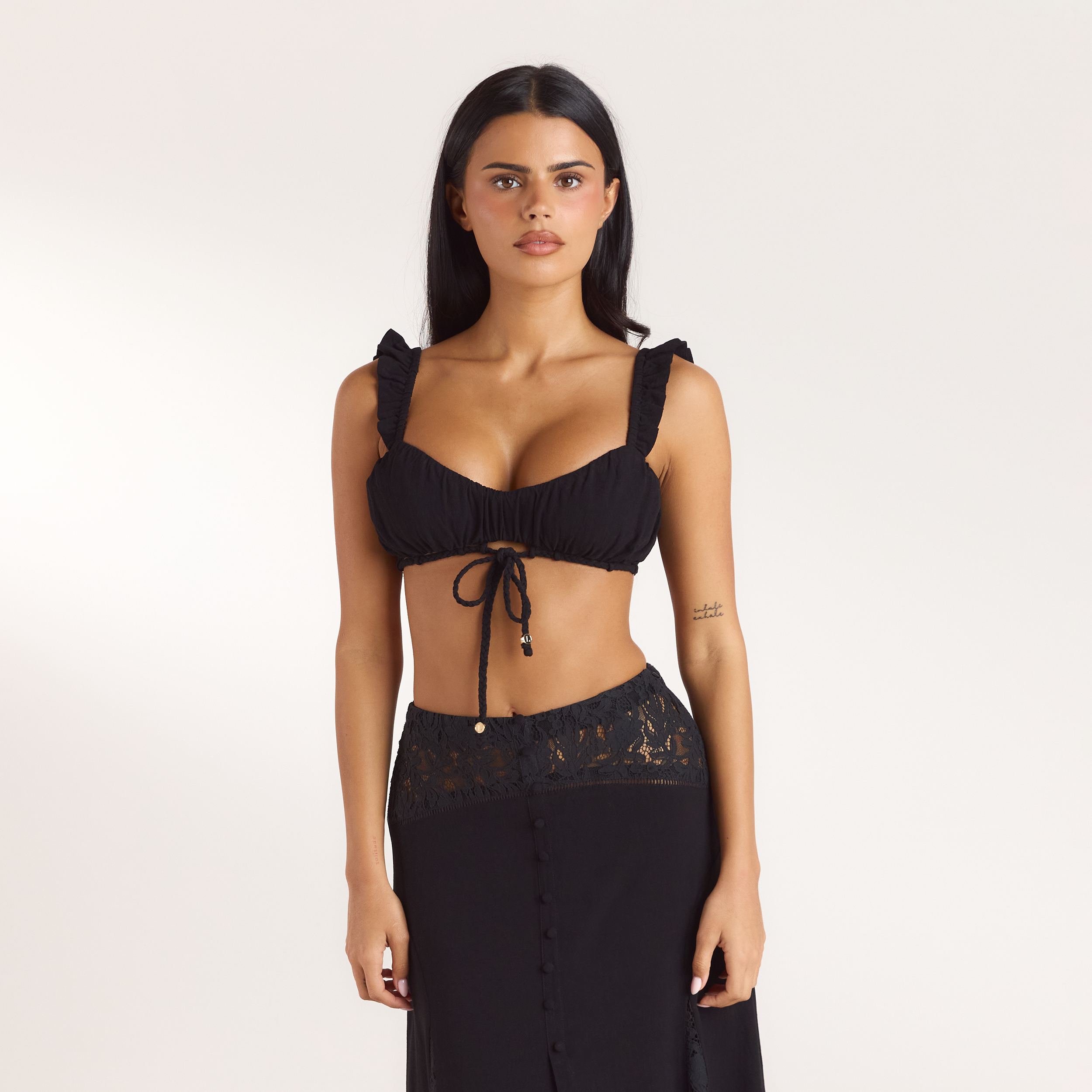 Bralette met ruches | Bralette met ruches - Zwart