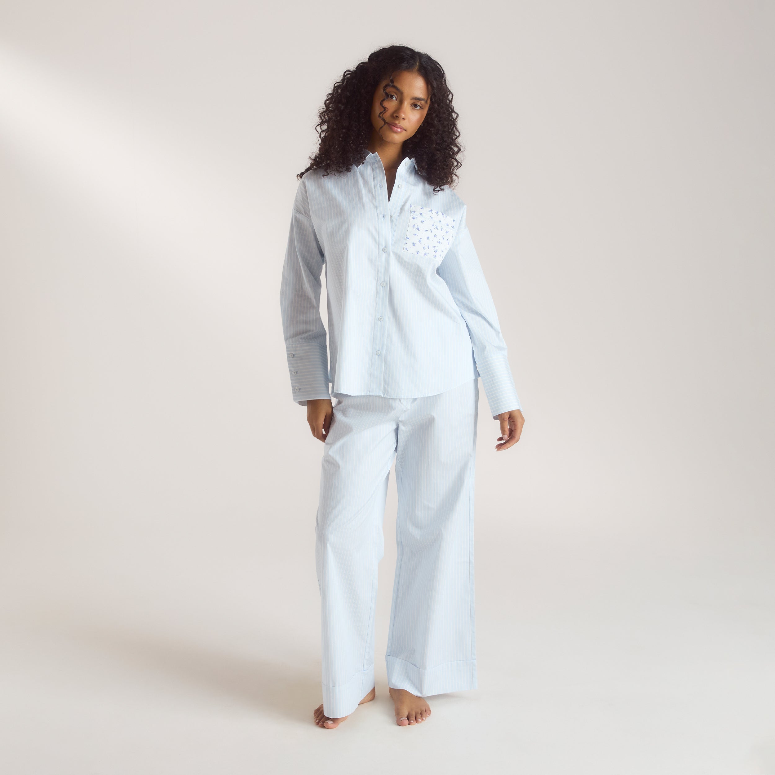 Bloom & Stripe Pyjamashirt | Bloom & Stripe Pyjamashirt - Blauw