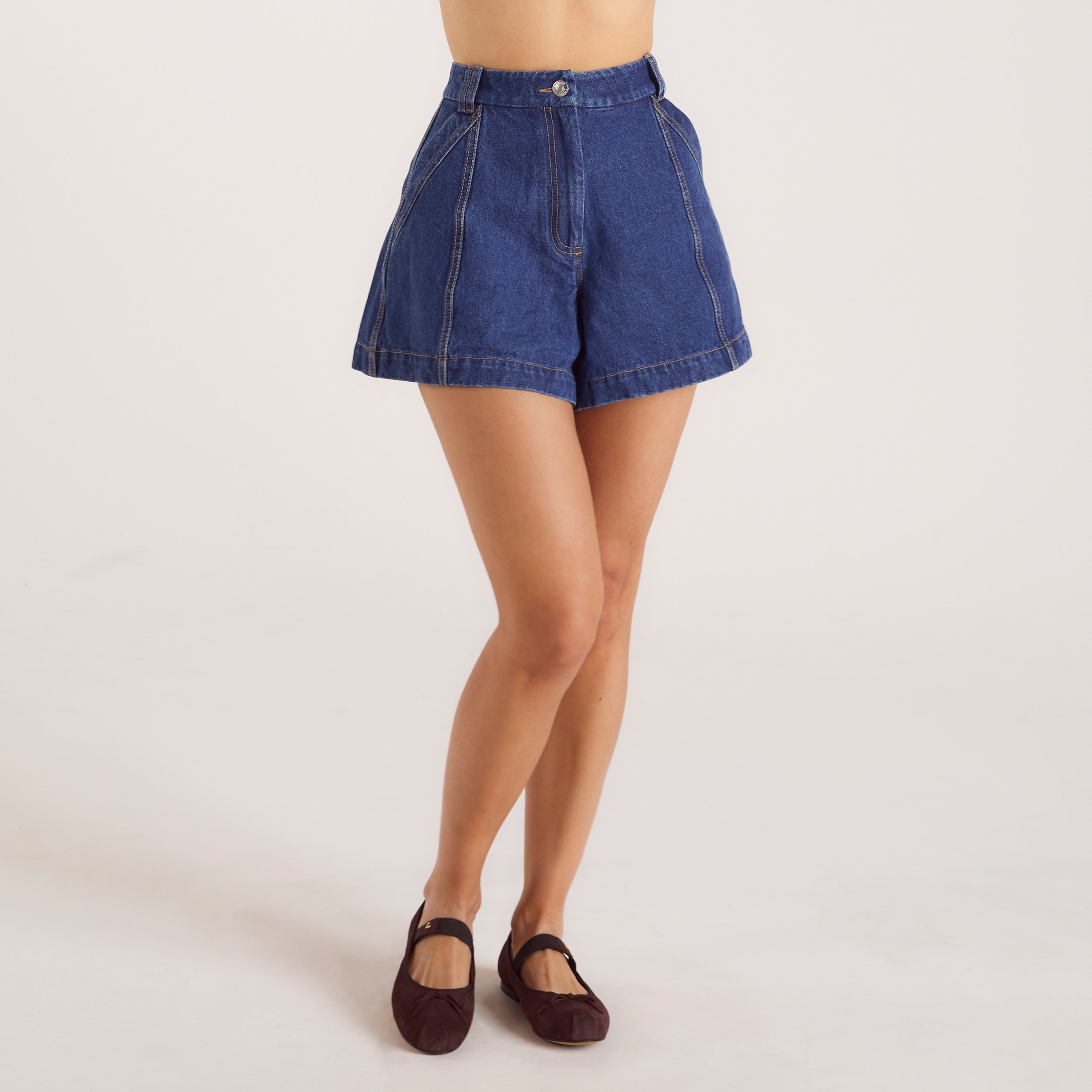 Wide-Hem Denim Shorts | Wide-Hem Denim Shorts - Blauw