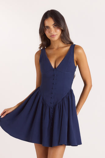 Plunge Minijurk - Marineblauw