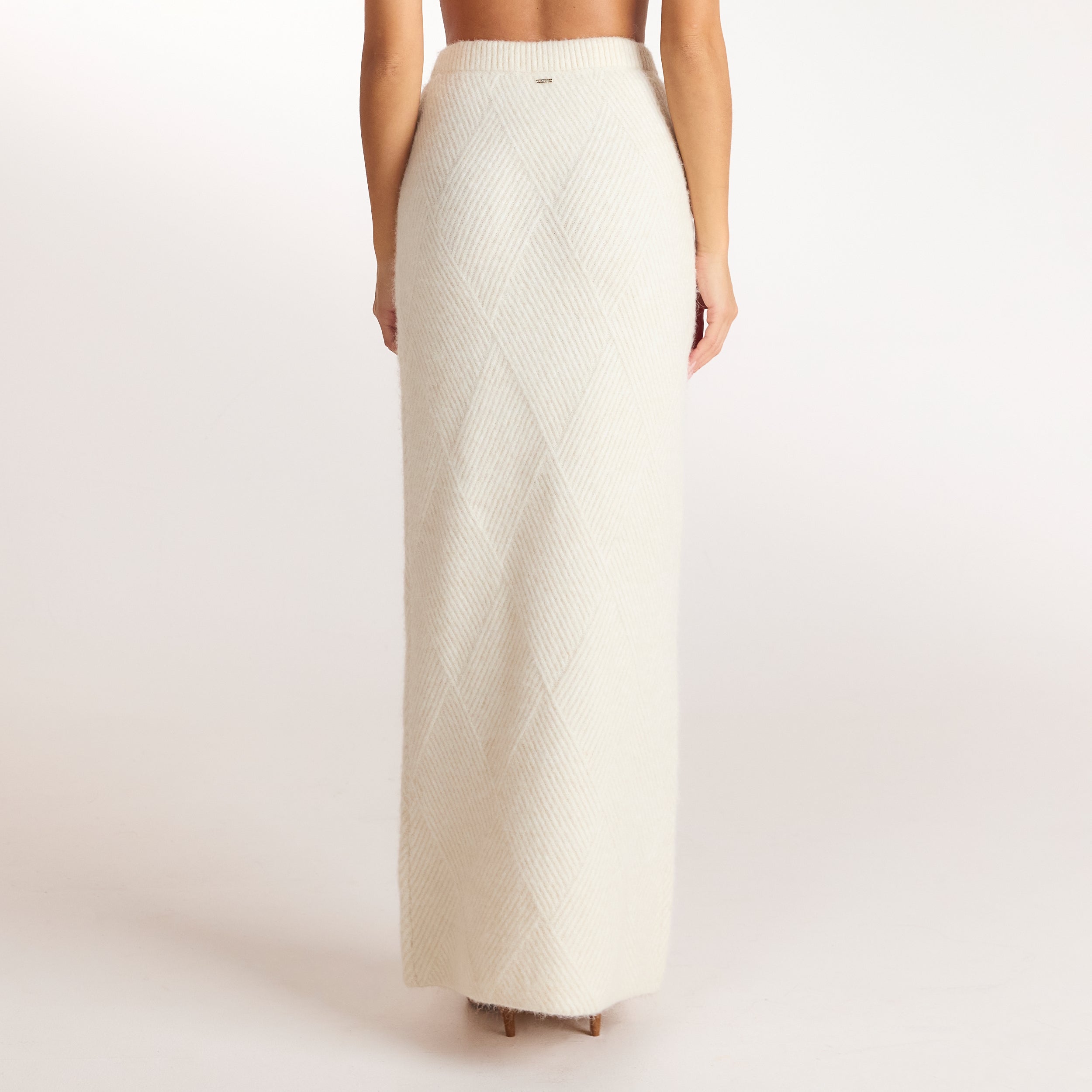 Maxi rok met diamantpatroon | Maxi rok met diamantpatroon - Crème