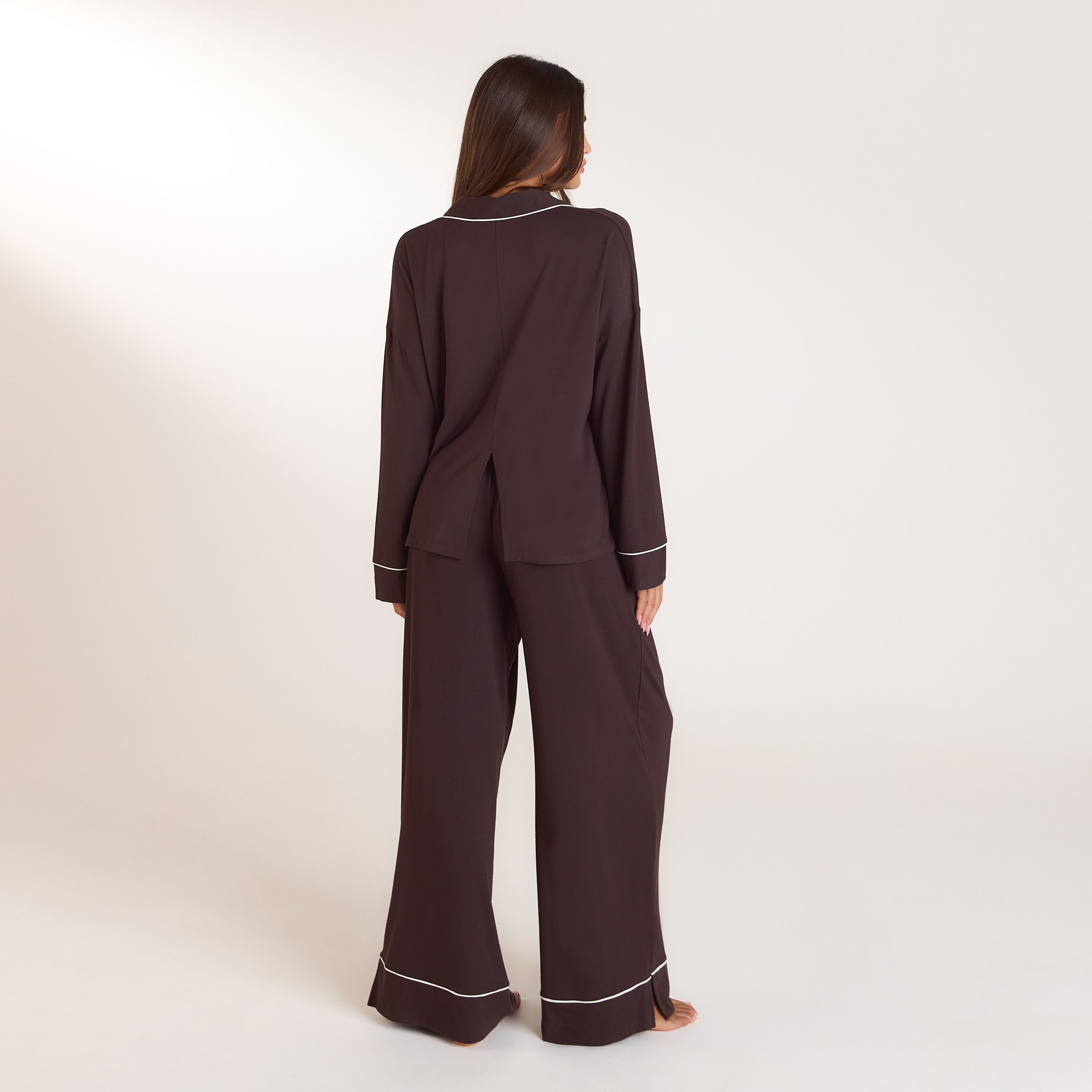 Modal Pyjama Shirt | Modal Pyjama Shirt - Donker Chocoladekleurig