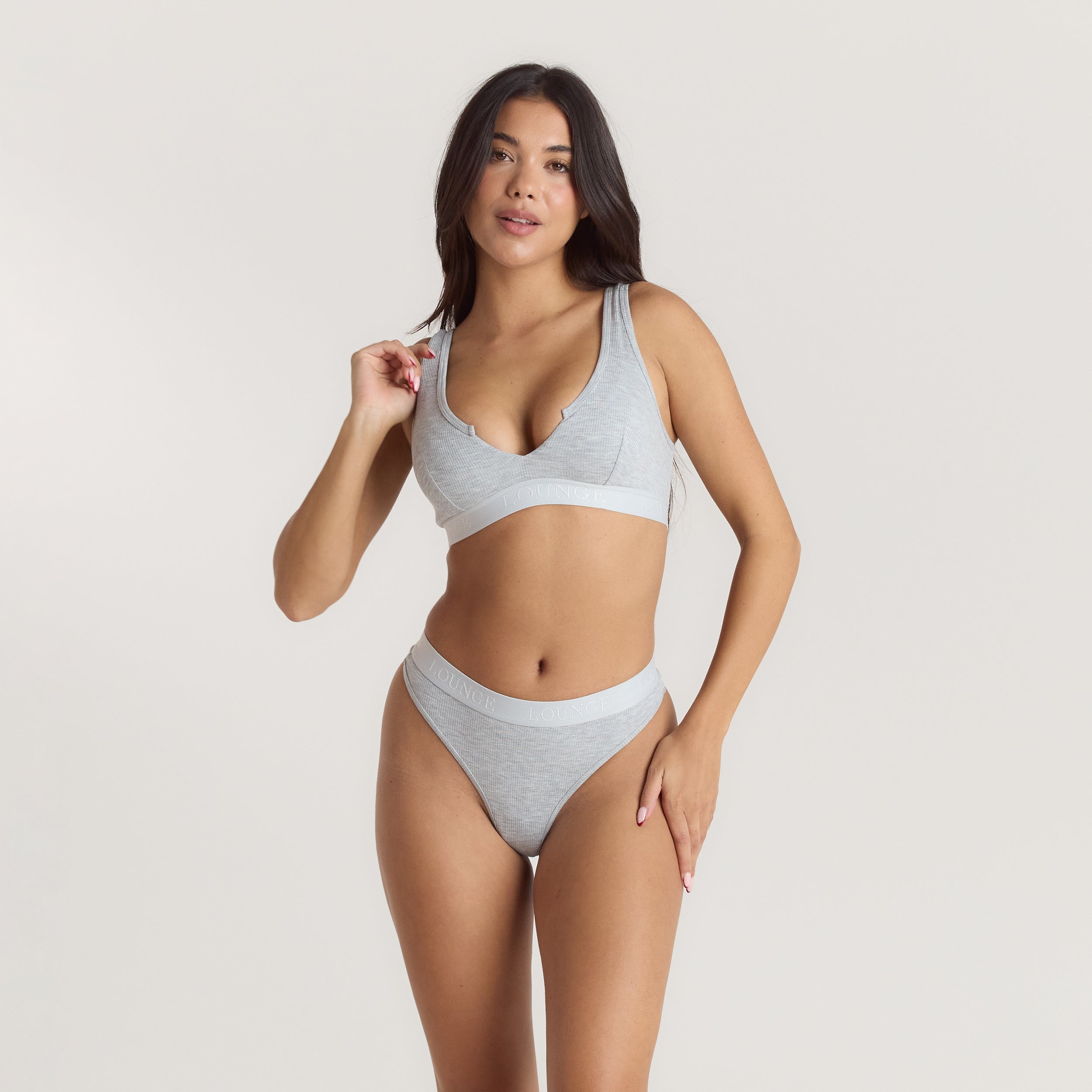 Soft Ribbed Push-Up Bralette | Soft Ribbed Push-Up Bralette - Grijs Marl