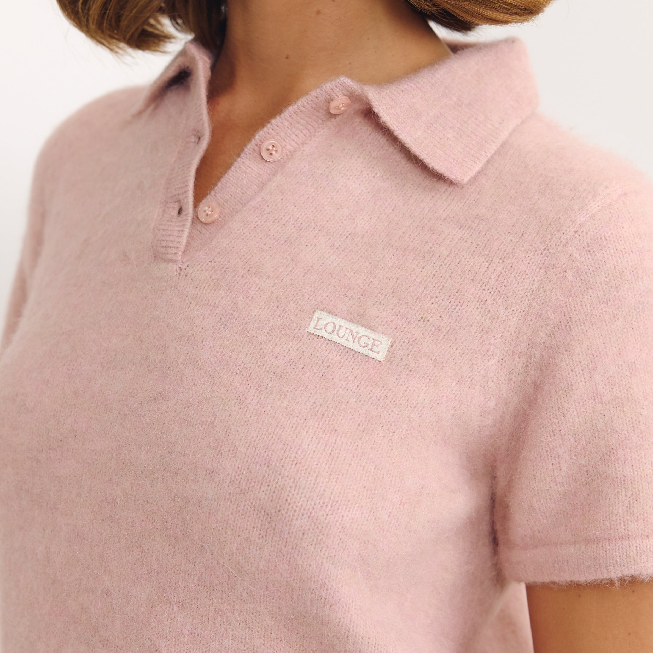 Gebreide Polo Top | Gebreide Polo Top - Roze