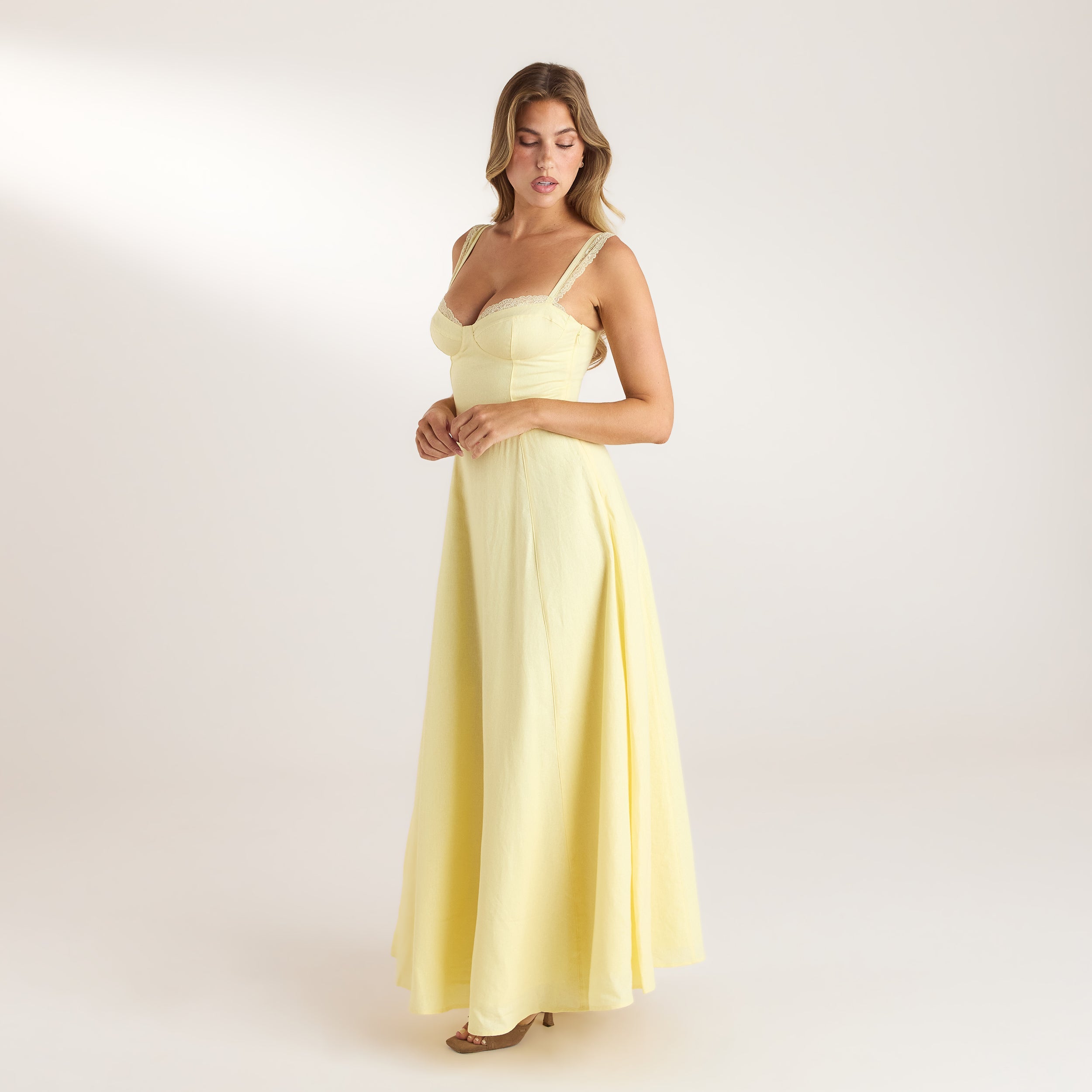 Lace Trim Maxijurk | Lace Trim Maxijurk - Citroen