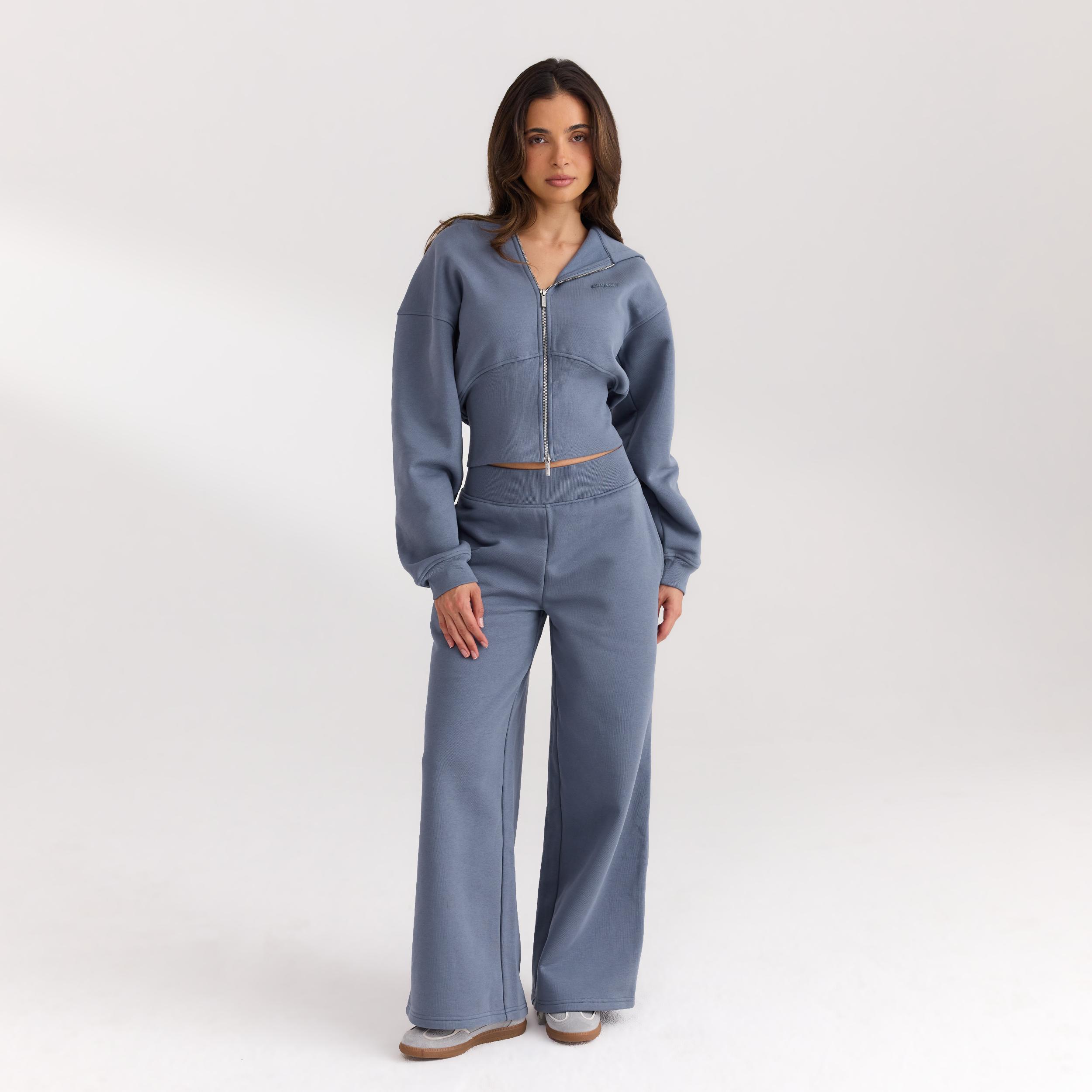 Getailleerde hoodie met ritssluiting | Getailleerde hoodie met ritssluiting - Leiblauw