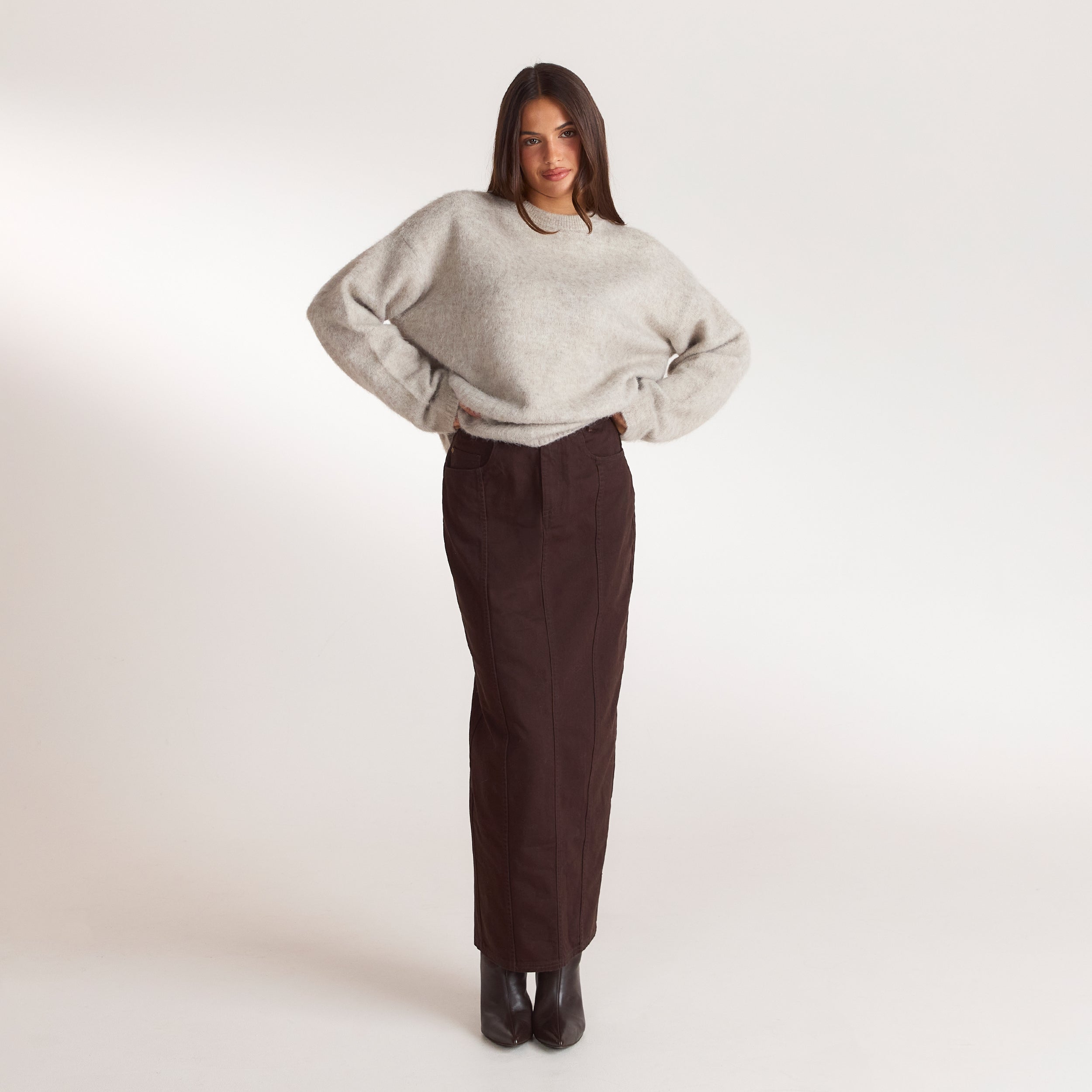 Pluizige gebreide jumper | Pluizige gebreide jumper - Warm Grijs