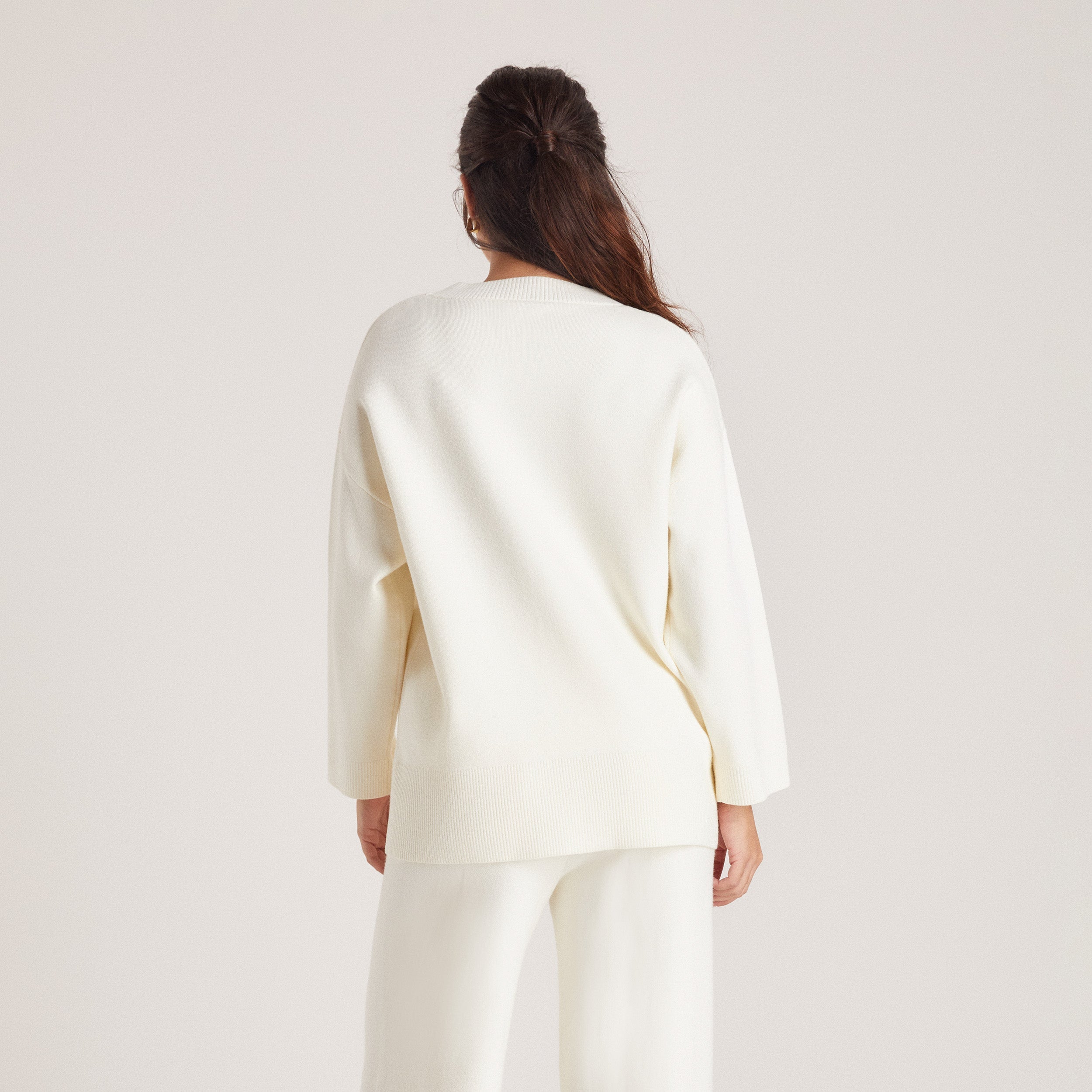 Gebreide Trui met Ronde Hals | Gebreide Trui met Ronde Hals - Creme