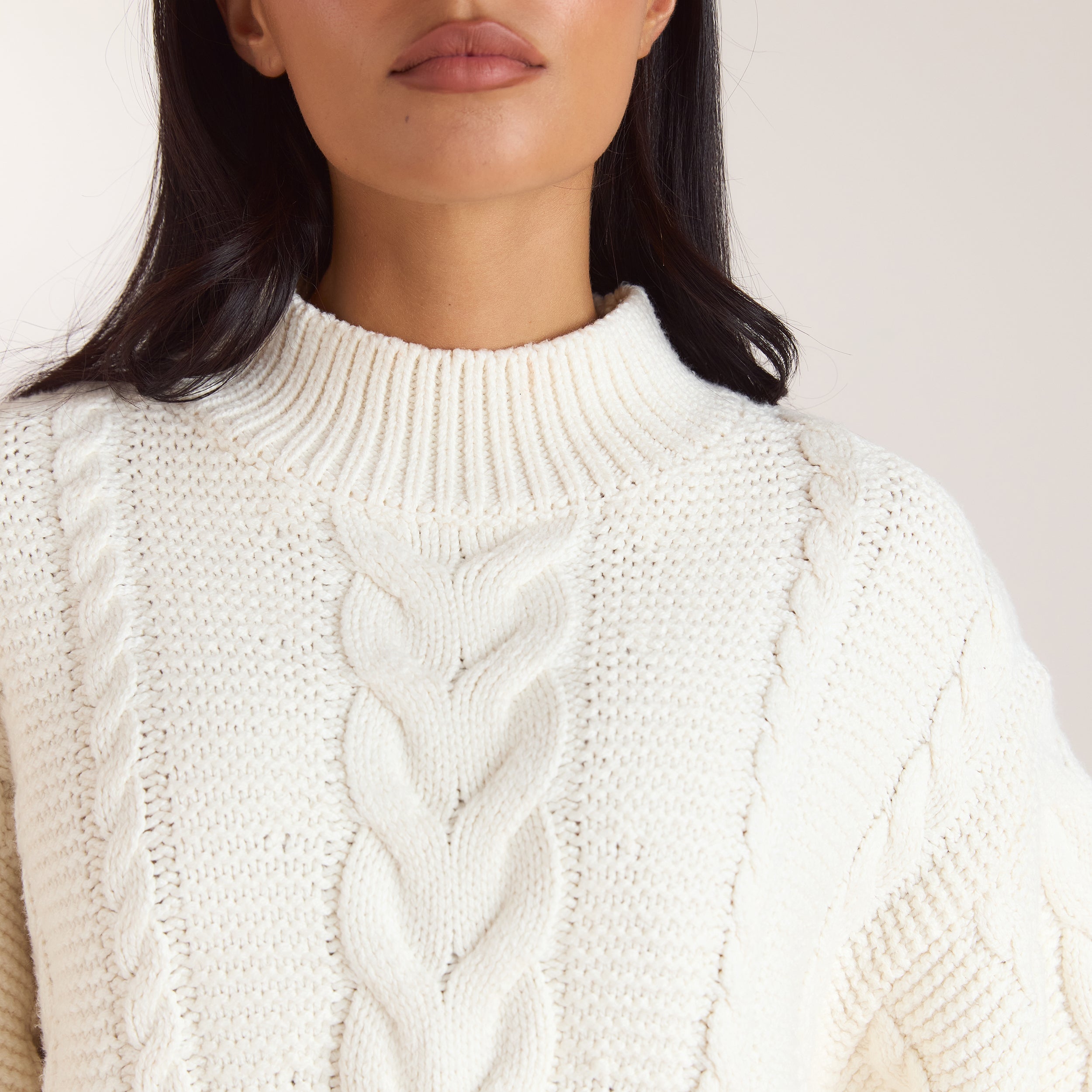 Oversized jumper met kabelsteek | Oversized jumper met kabelsteek - Crème
