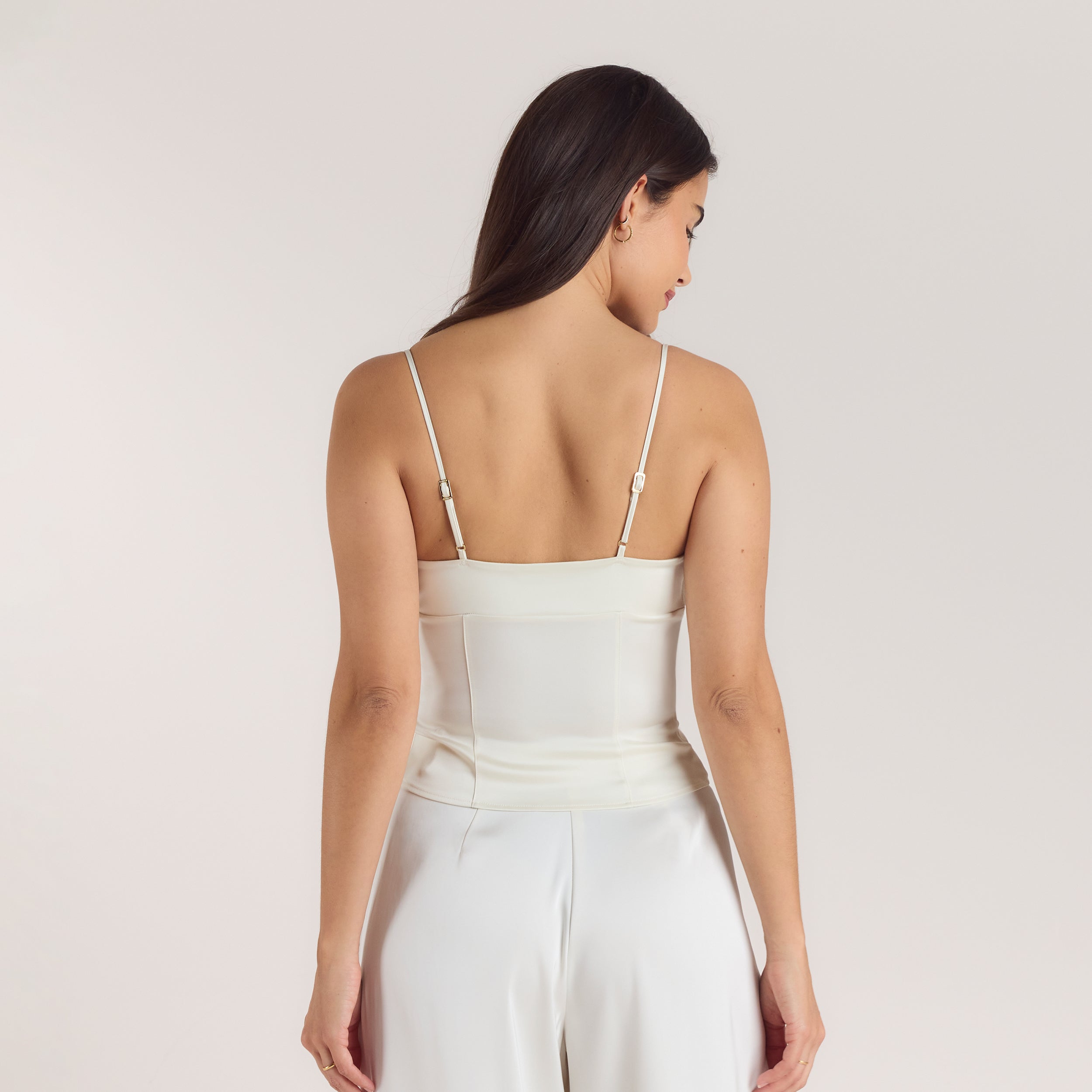 Satijnen Cowl Neck Cami Top | Satijnen Cowl Neck Cami Top - Crème