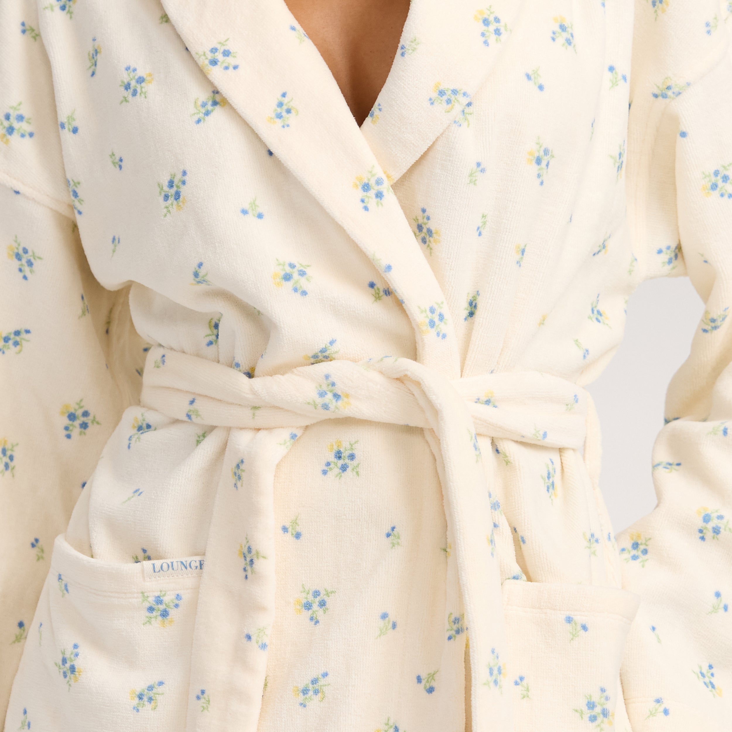 Towelling Badjas | Towelling Badjas - Ditsy Bloemenprint
