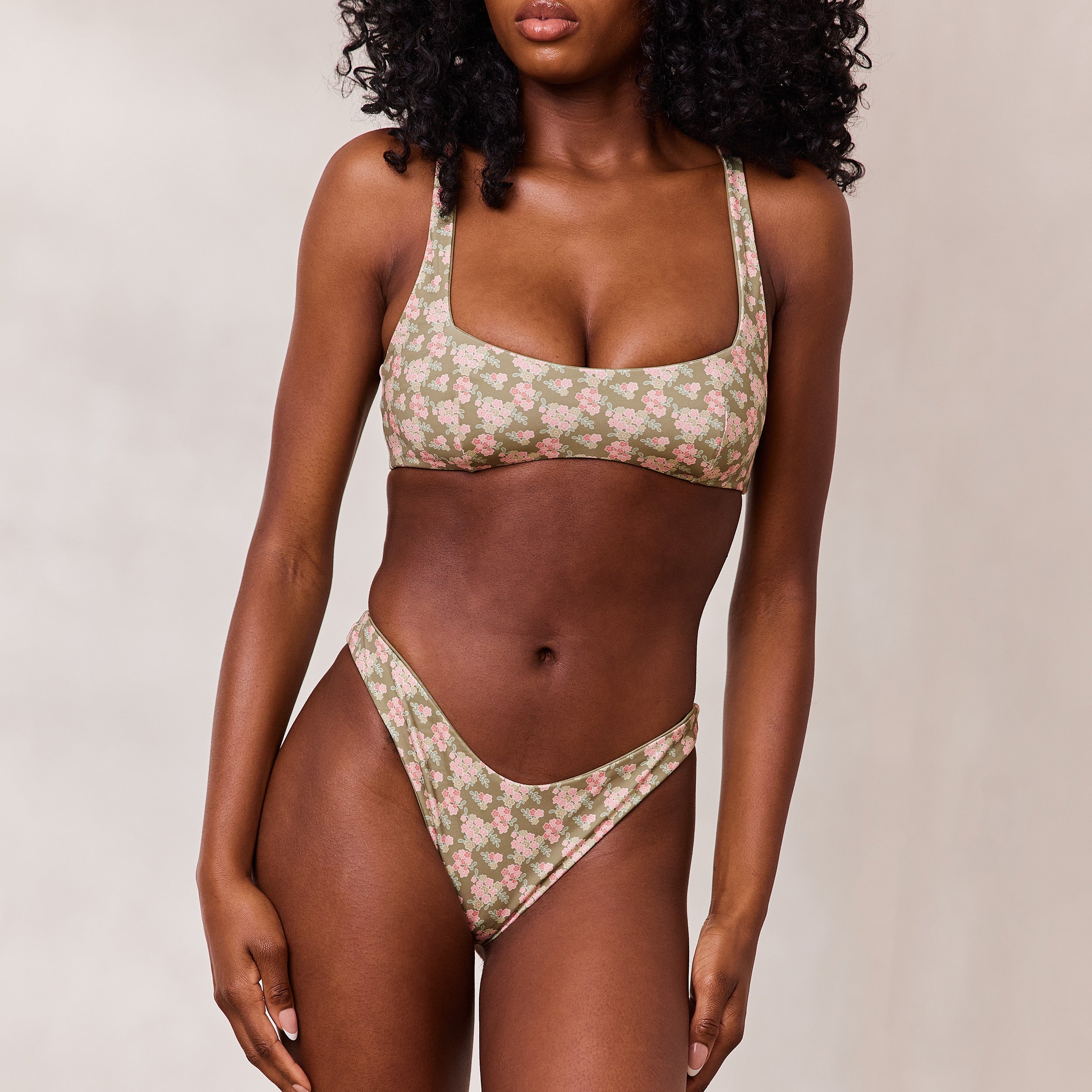 Omkeerbaar Plunge Bikinitop  | Omkeerbaar Plunge Bikinitop - Groen/Bloemenprint