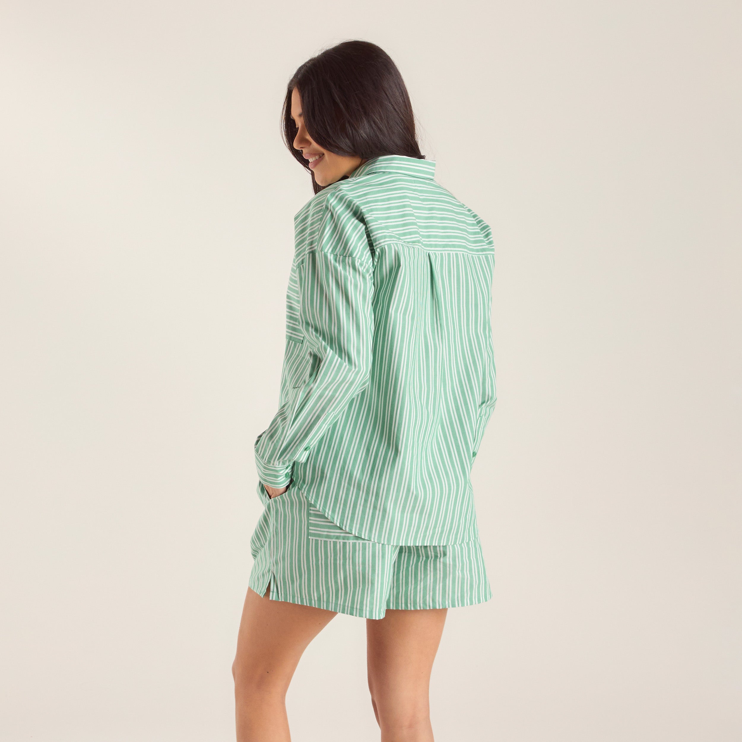 Oversized Pinstripe Shirt | Oversized Pinstripe Shirt - Groen