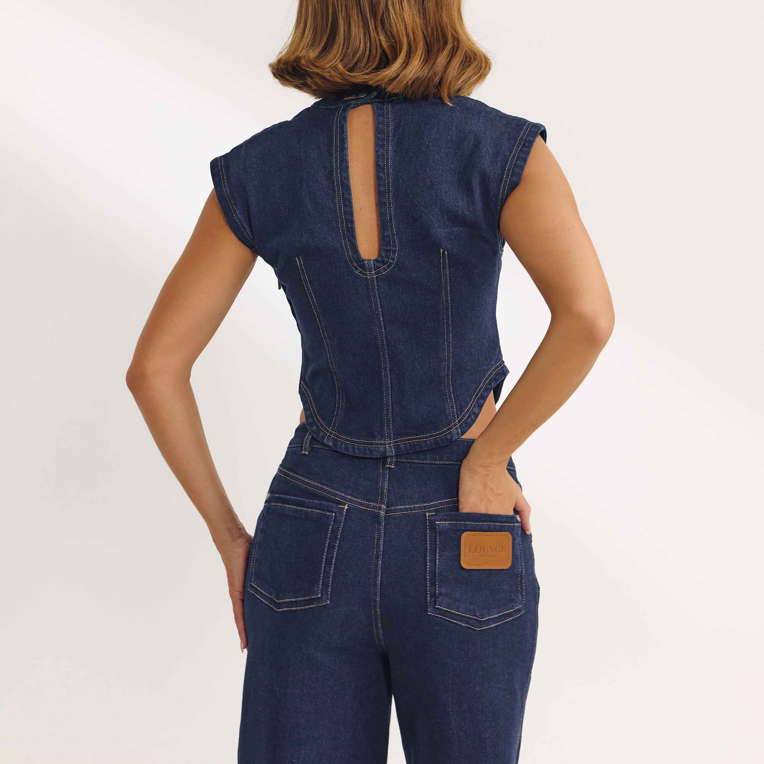 Getailleerde Denim Top | Getailleerde Denim Top - Indigo