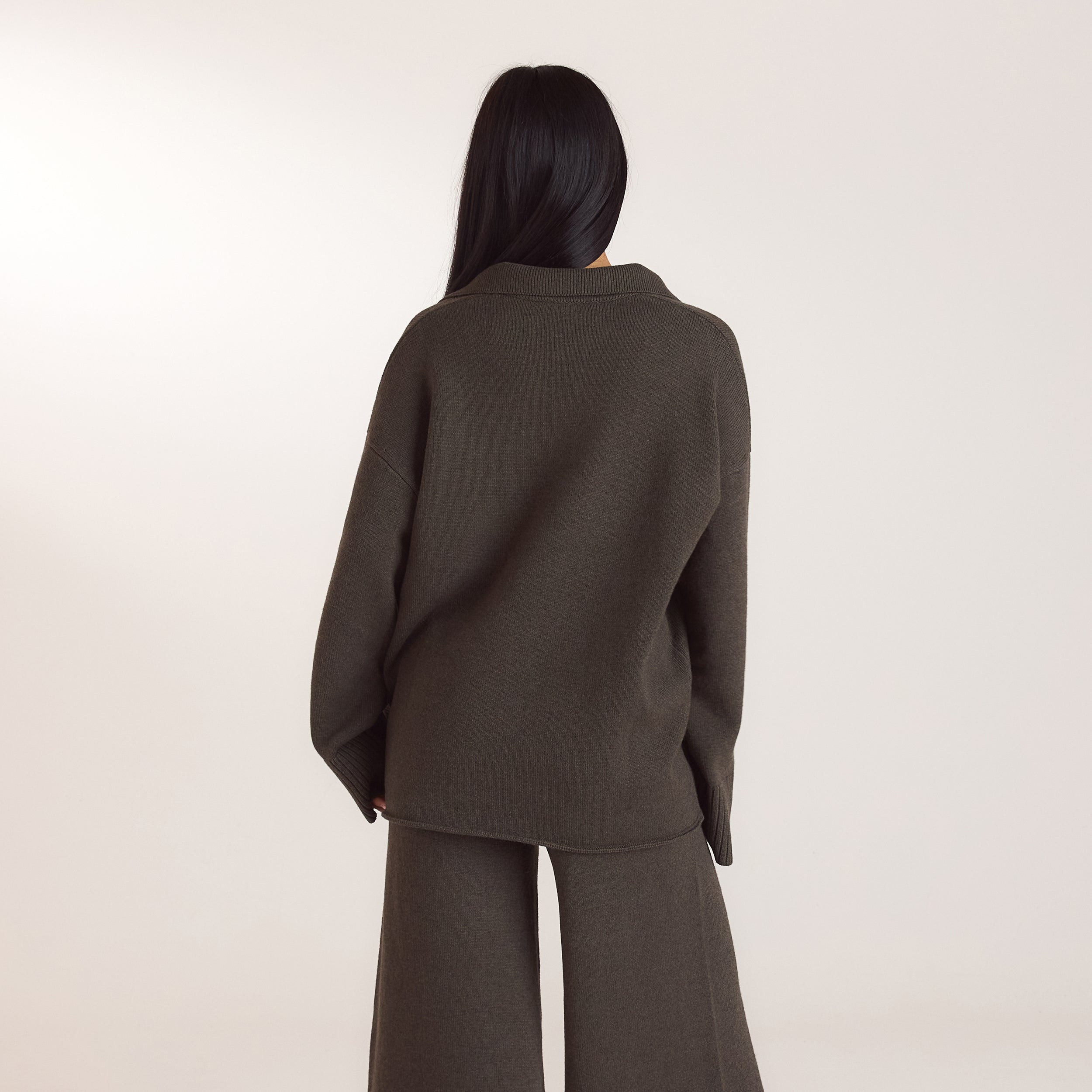 Gebreide jumper met halve sluiting | Gebreide jumper met halve sluiting - Mos