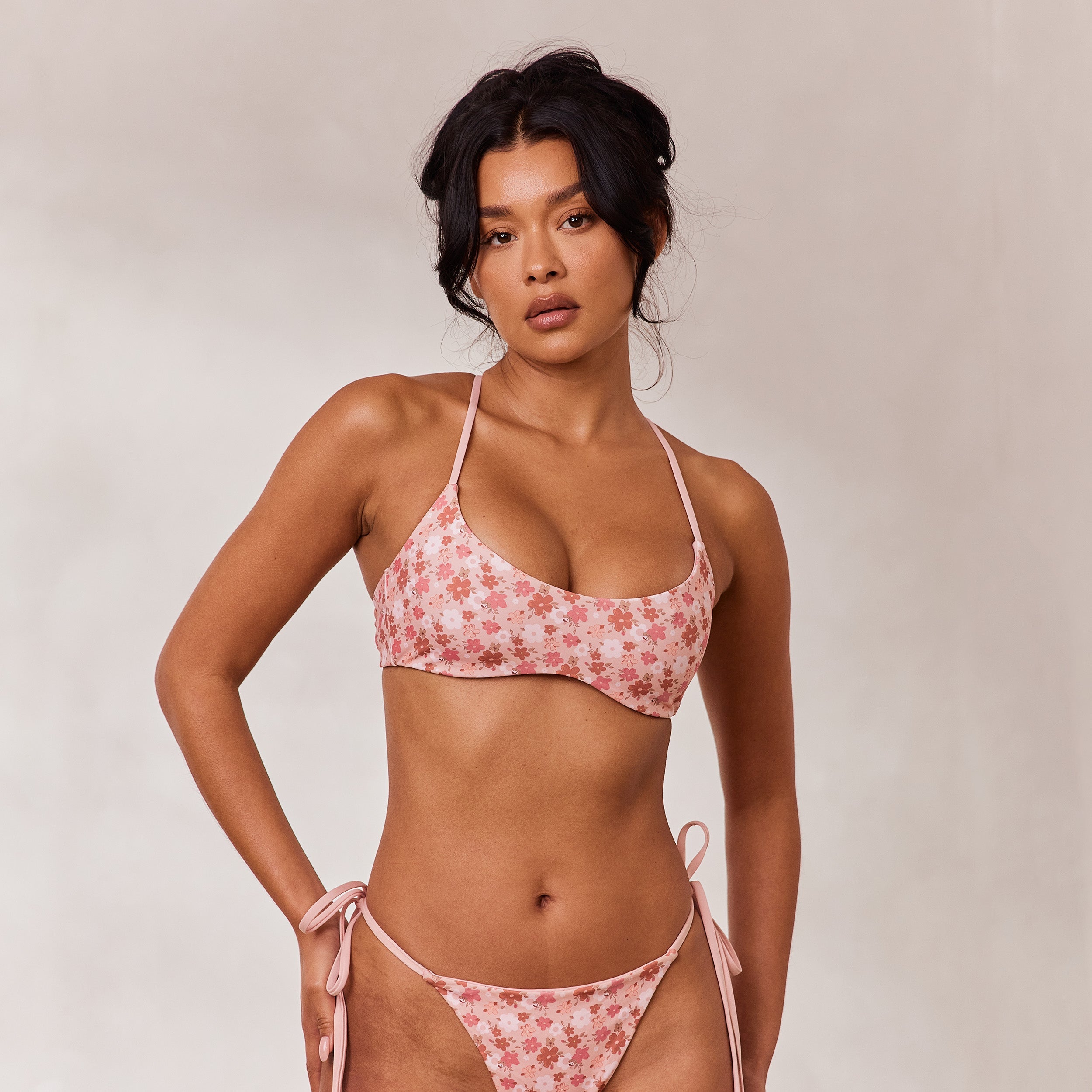 Omkeerbaar Bralette Bikinitop  | Omkeerbaar Bralette Bikinitop - Roze/Bloemenprint