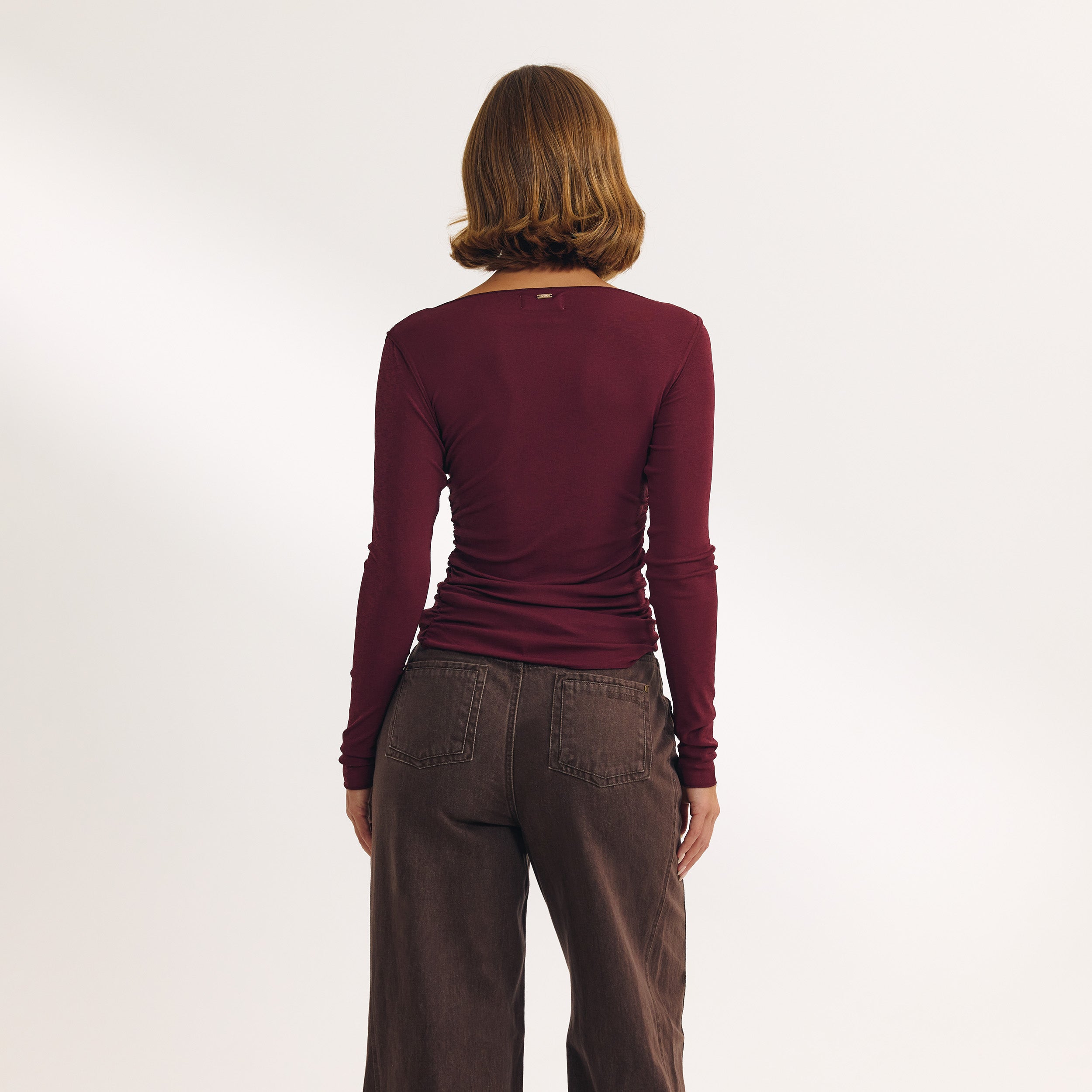 Slash Neck Top | Slash Neck Top - Kersenrood