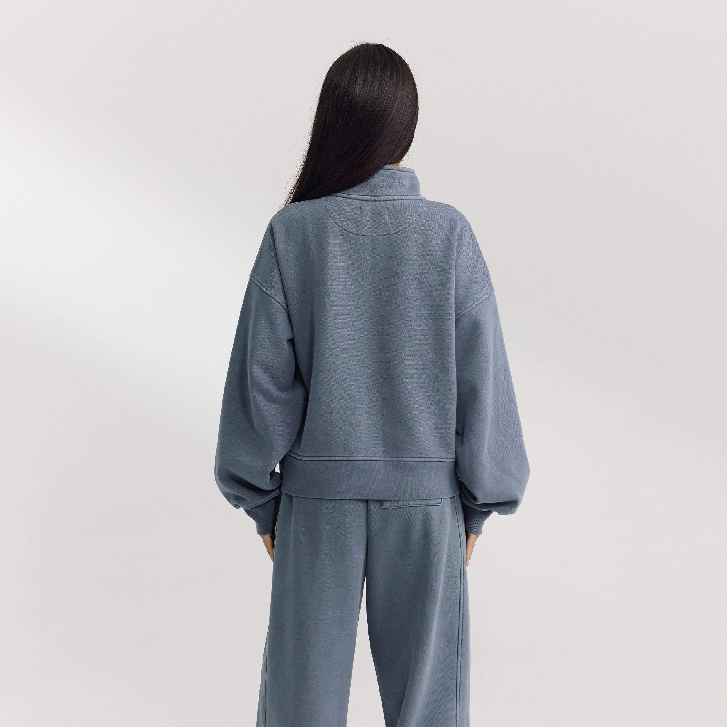 Trui met Kwart Rits | Trui met Kwart Rits - Gewassen Blauw