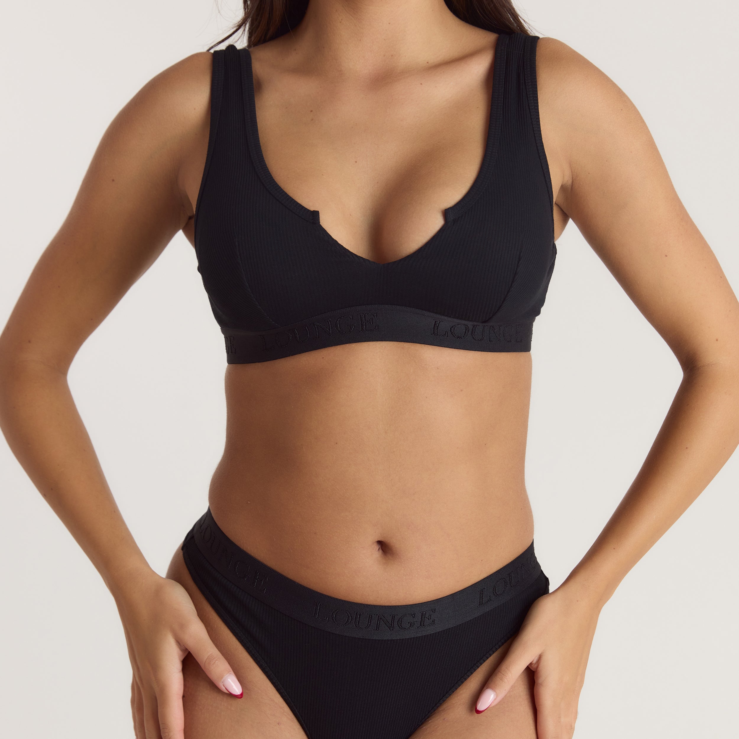 Soft Ribbed Push-Up Bralette | Soft Ribbed Push-Up Bralette - Zwart